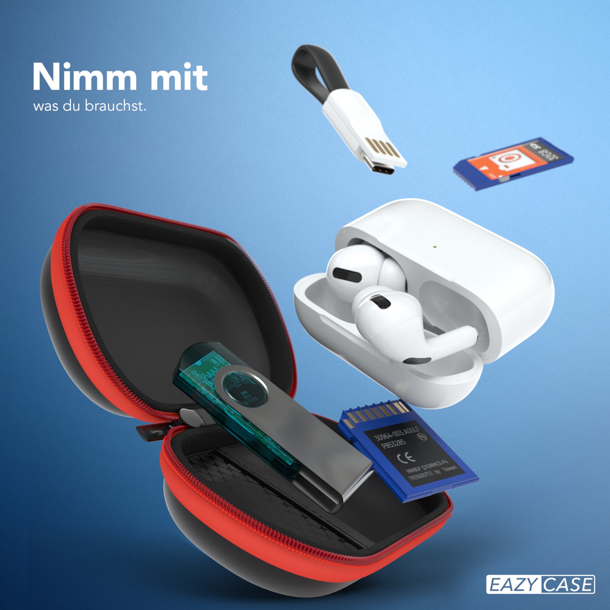 Universal Tasche für In-Ear Kopfhörer mit Netzfach