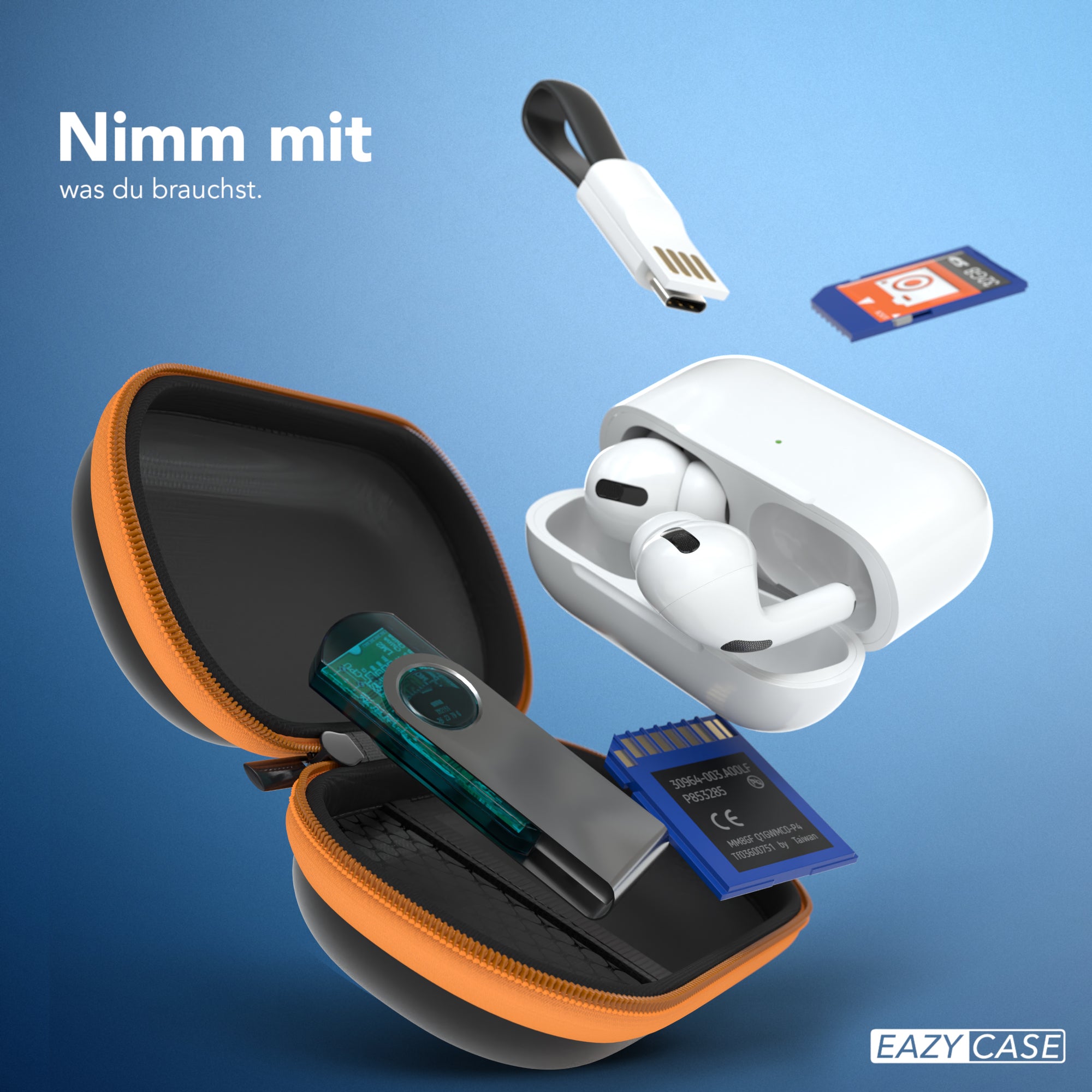 Universal Tasche für In-Ear Kopfhörer mit Netzfach