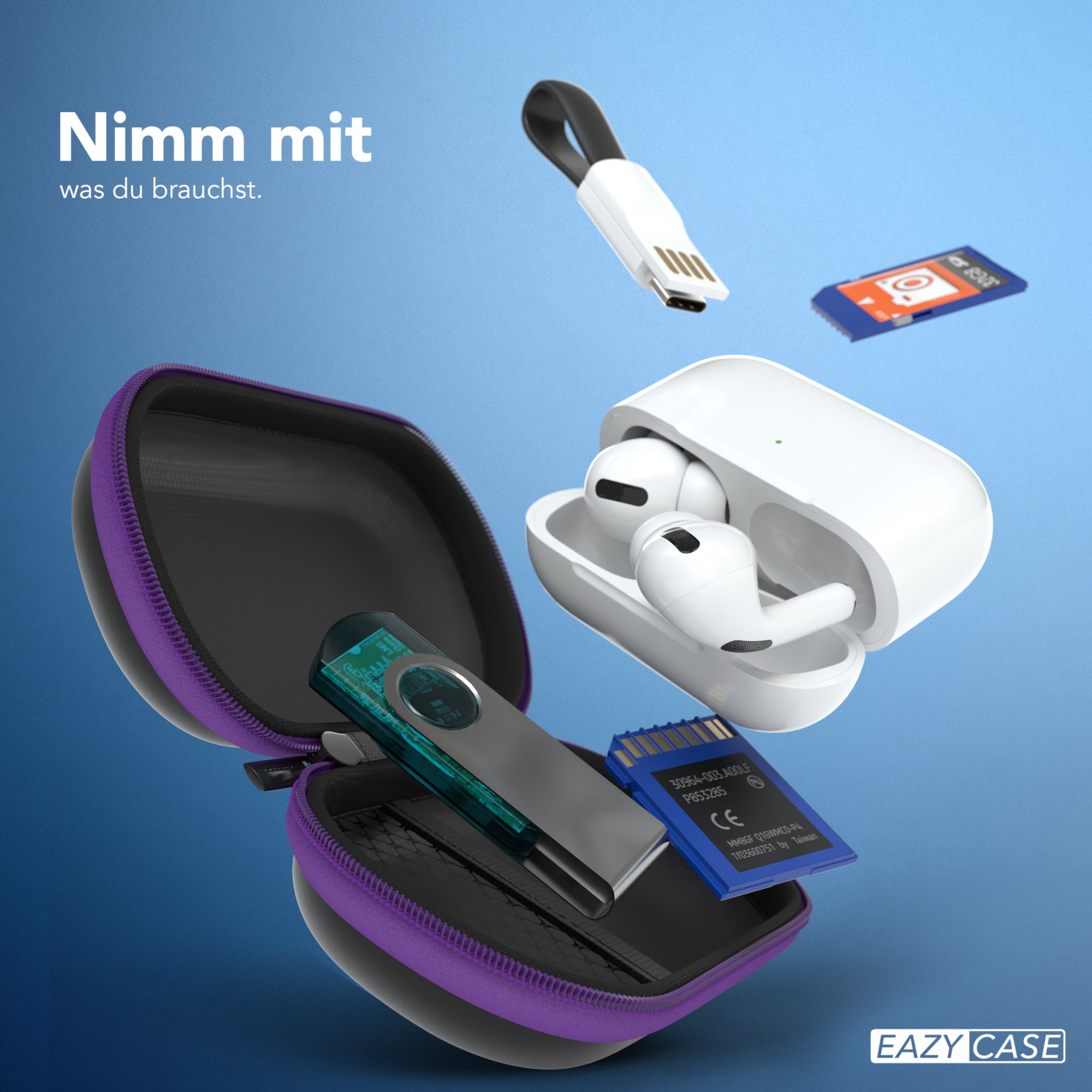 Universal Tasche für In-Ear Kopfhörer mit Netzfach