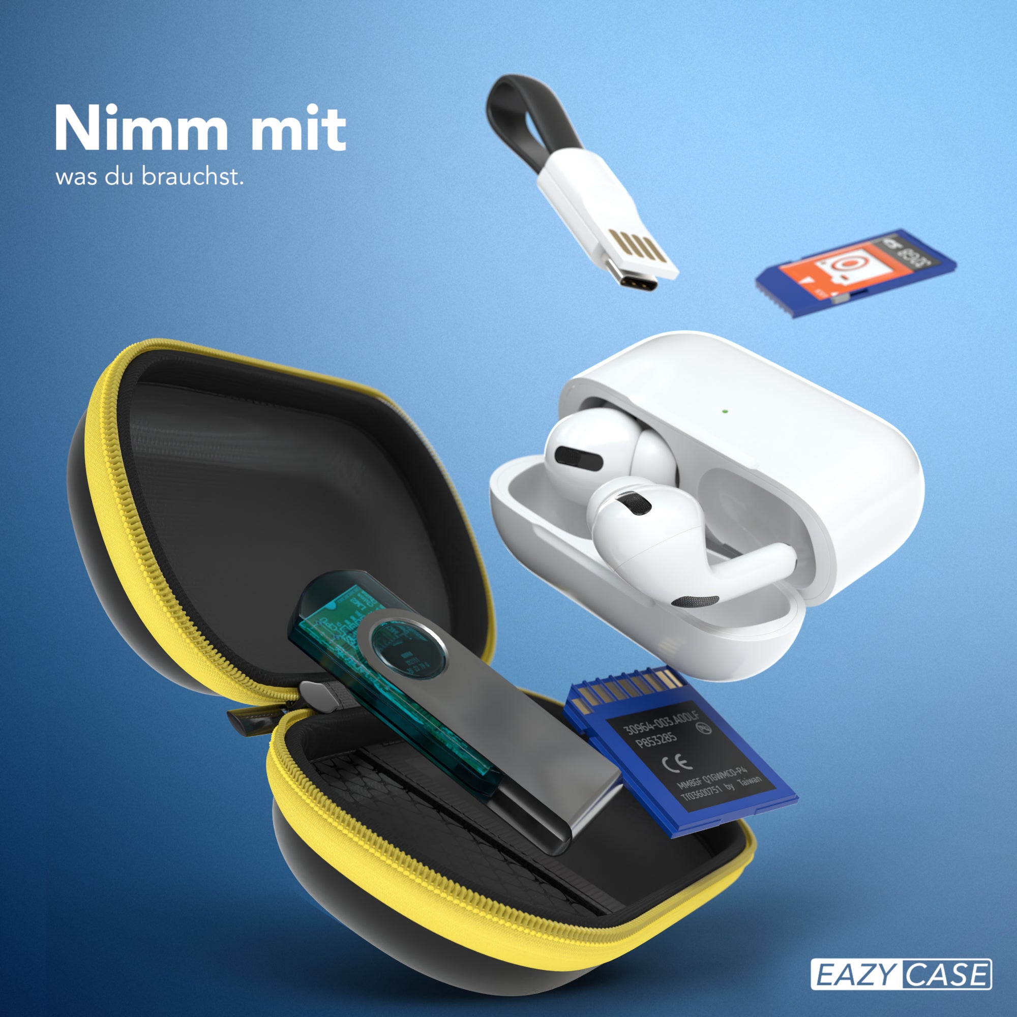 Universal Tasche für In-Ear Kopfhörer mit Netzfach