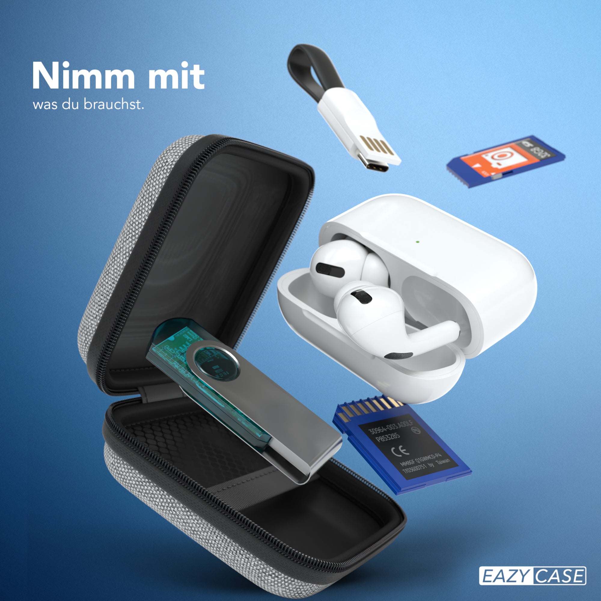 Universal Tasche für In-Ear Kopfhörer mit Netzfach