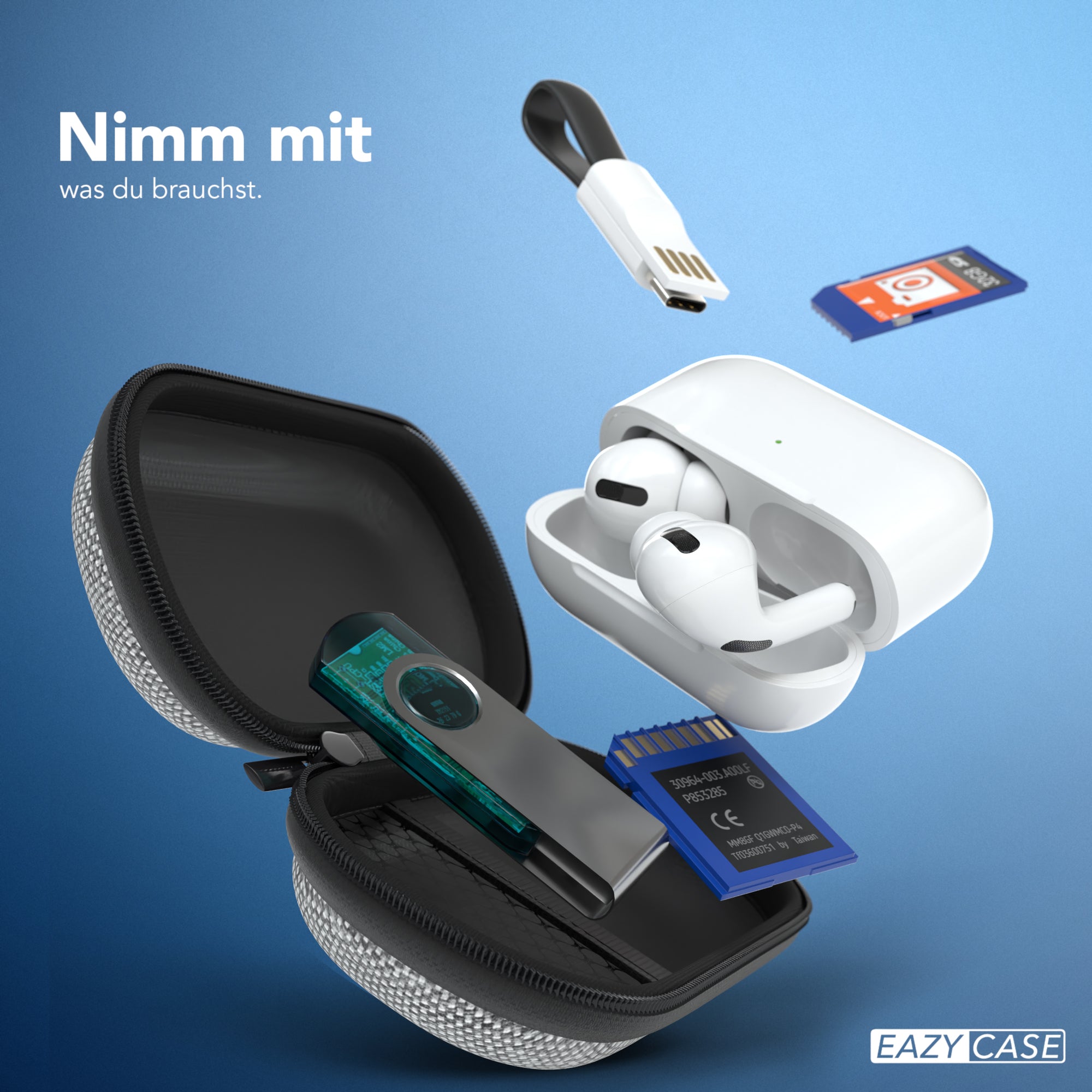 Universal Tasche für In-Ear Kopfhörer mit Netzfach