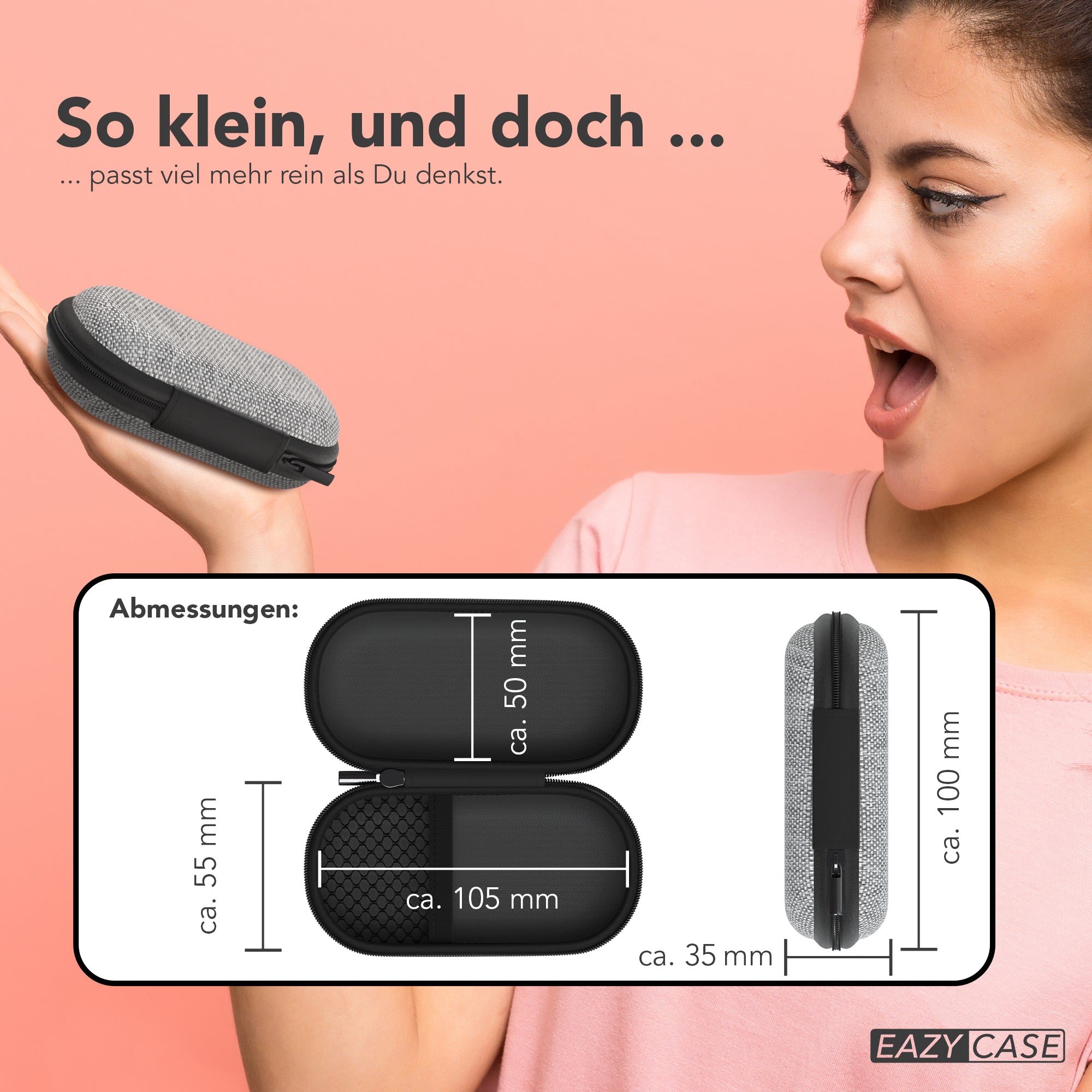 Universal Tasche für In-Ear Kopfhörer mit Netzfach