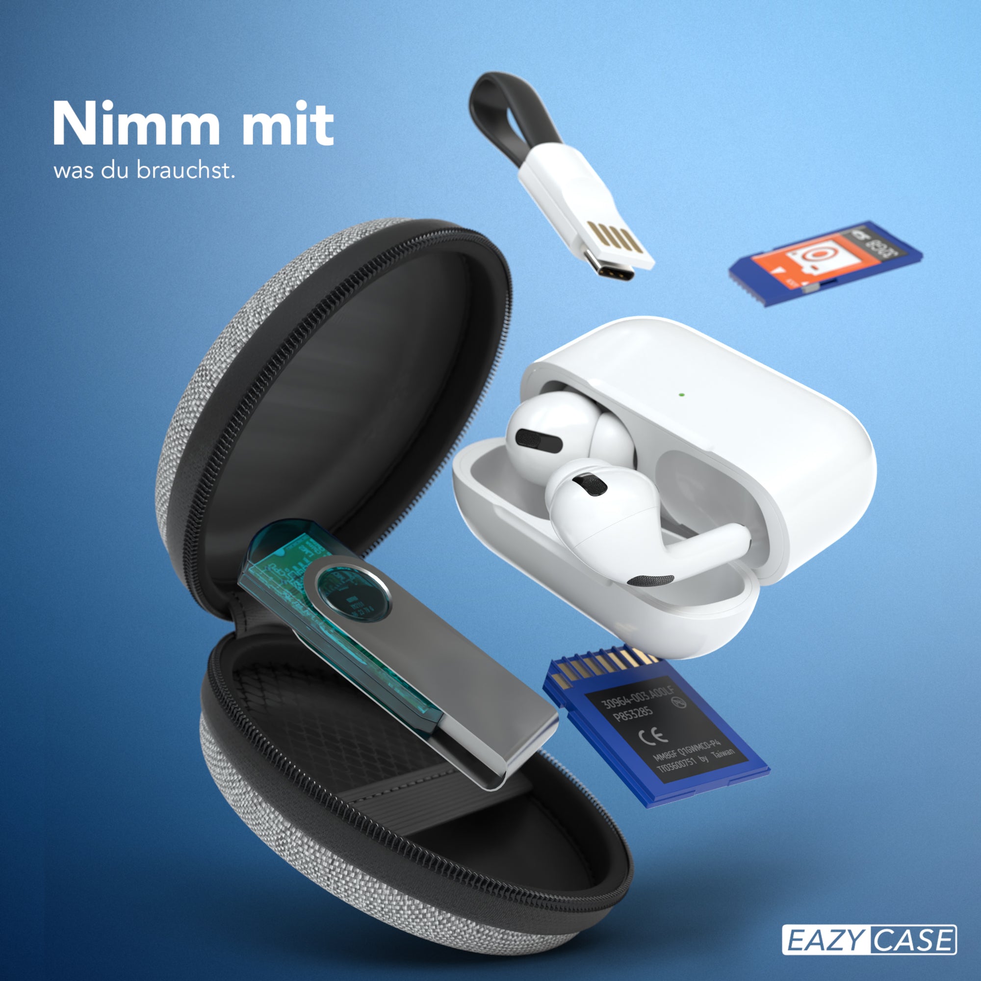 Universal Tasche für In-Ear Kopfhörer mit Netzfach