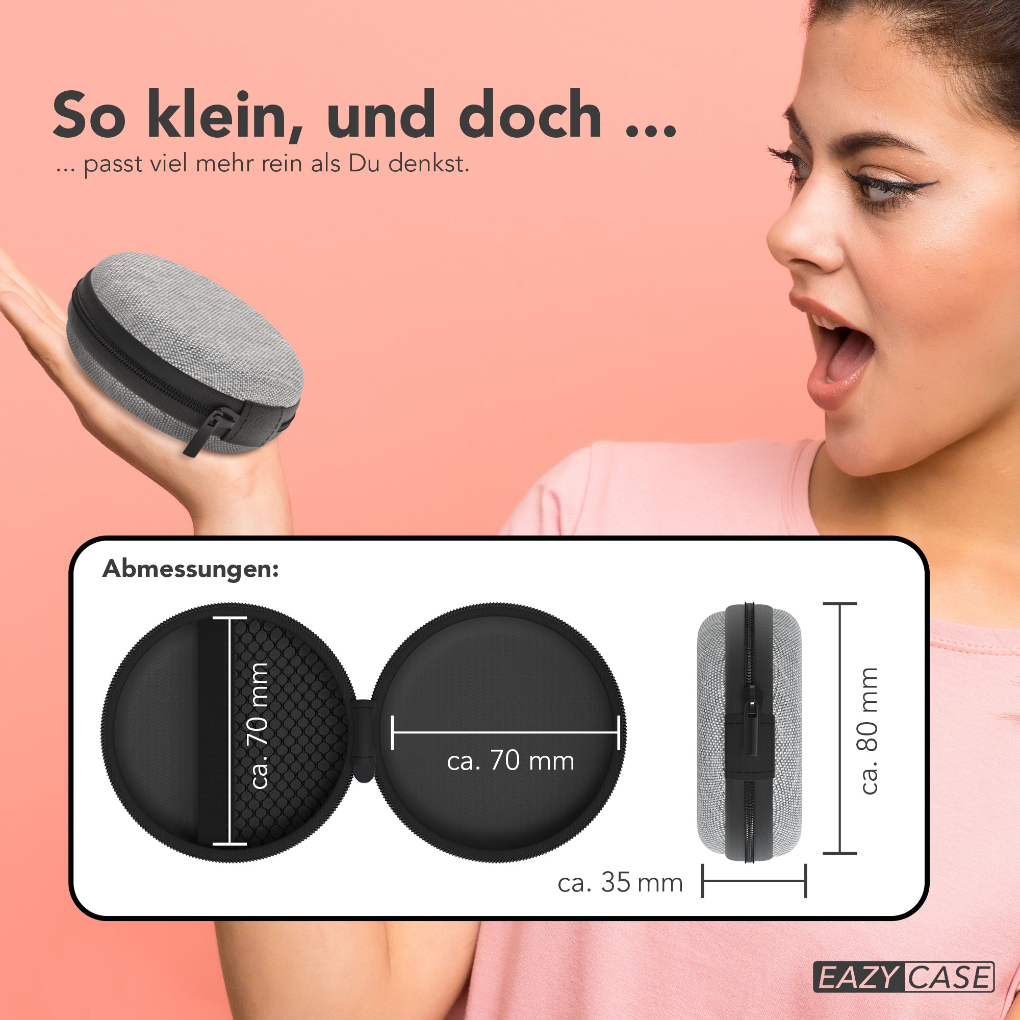 Universal Tasche für In-Ear Kopfhörer mit Netzfach