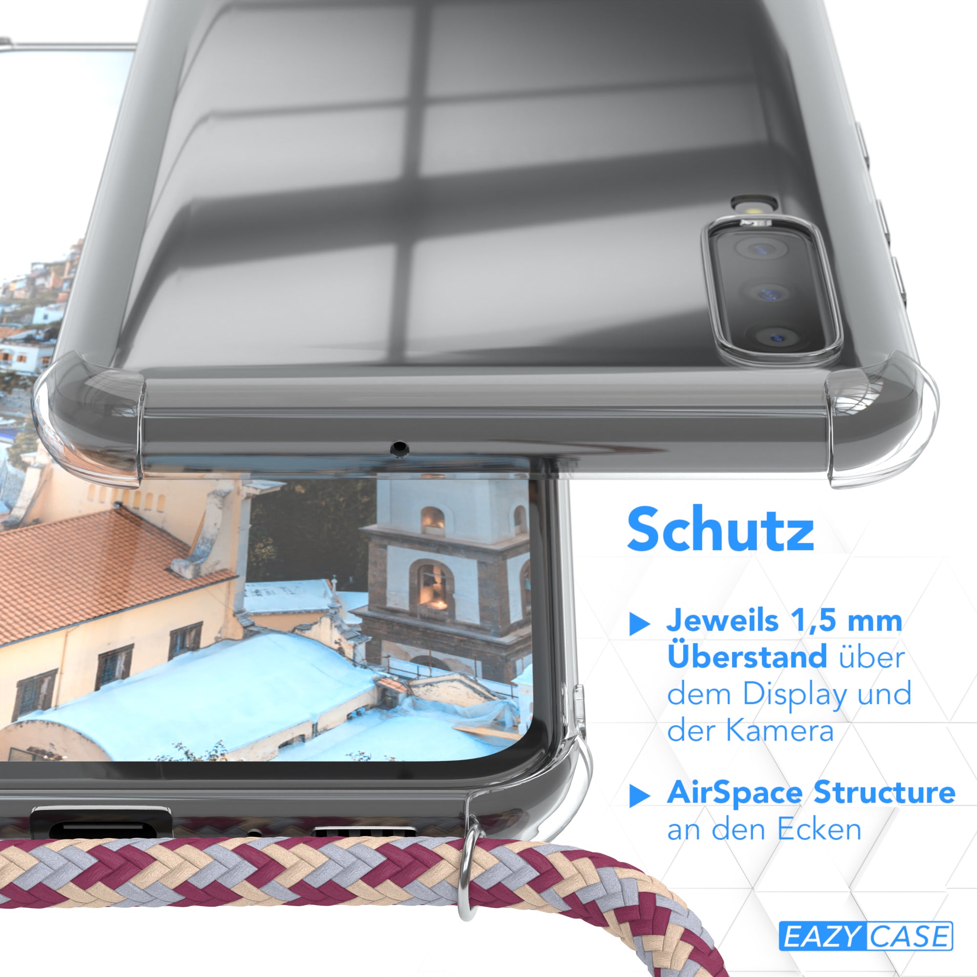 Galaxy A70 transparente Hülle + Kordel