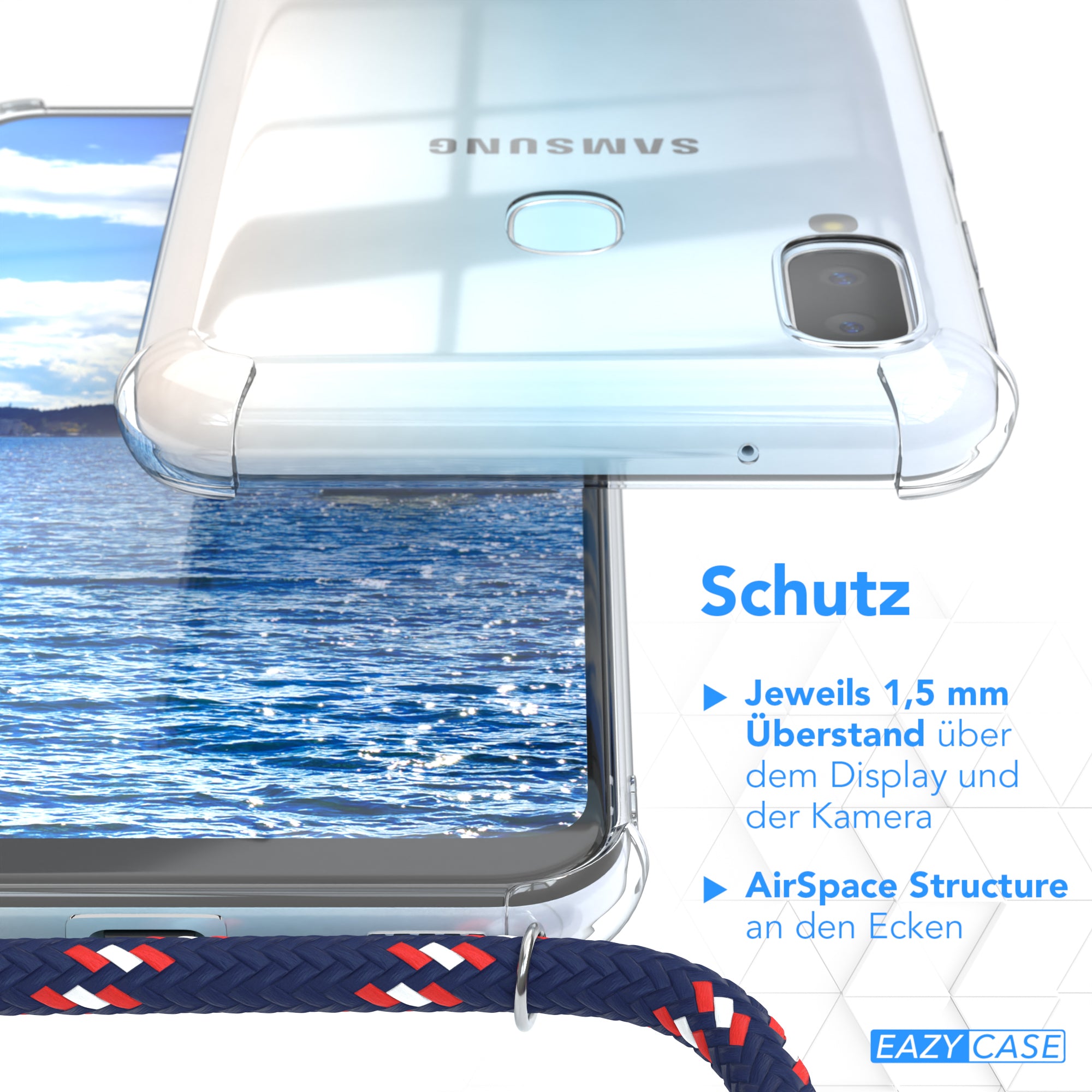 Galaxy A20e transparente Hülle + Kordel