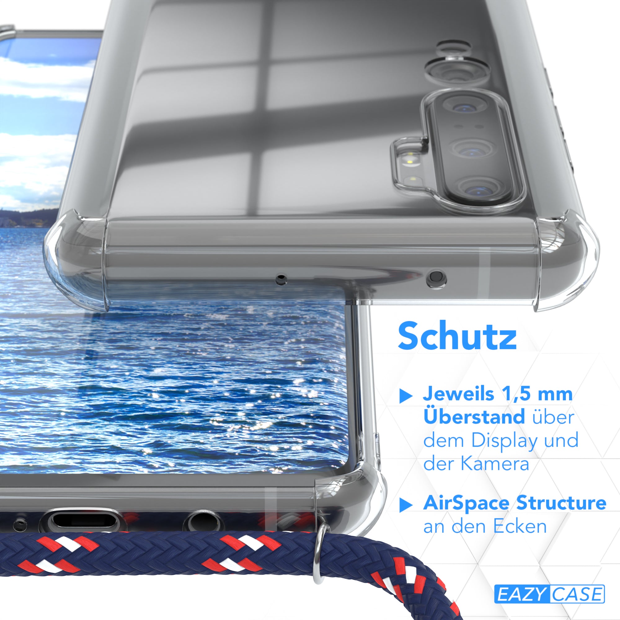 Xiaomi Mi Note 10 / Mi Note 10 Pro transparente Hülle + Kordel