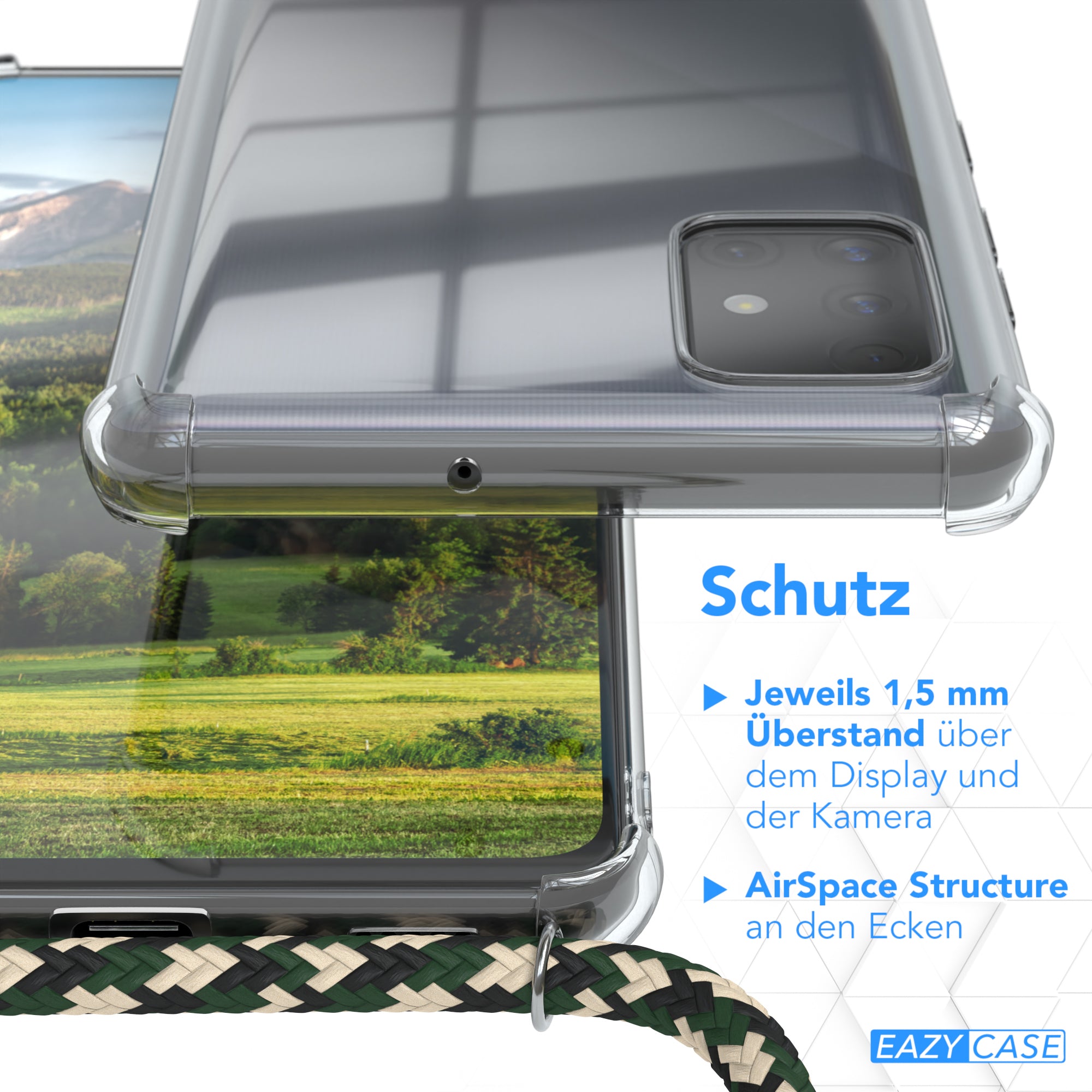 Galaxy A51 transparente Hülle + Kordel