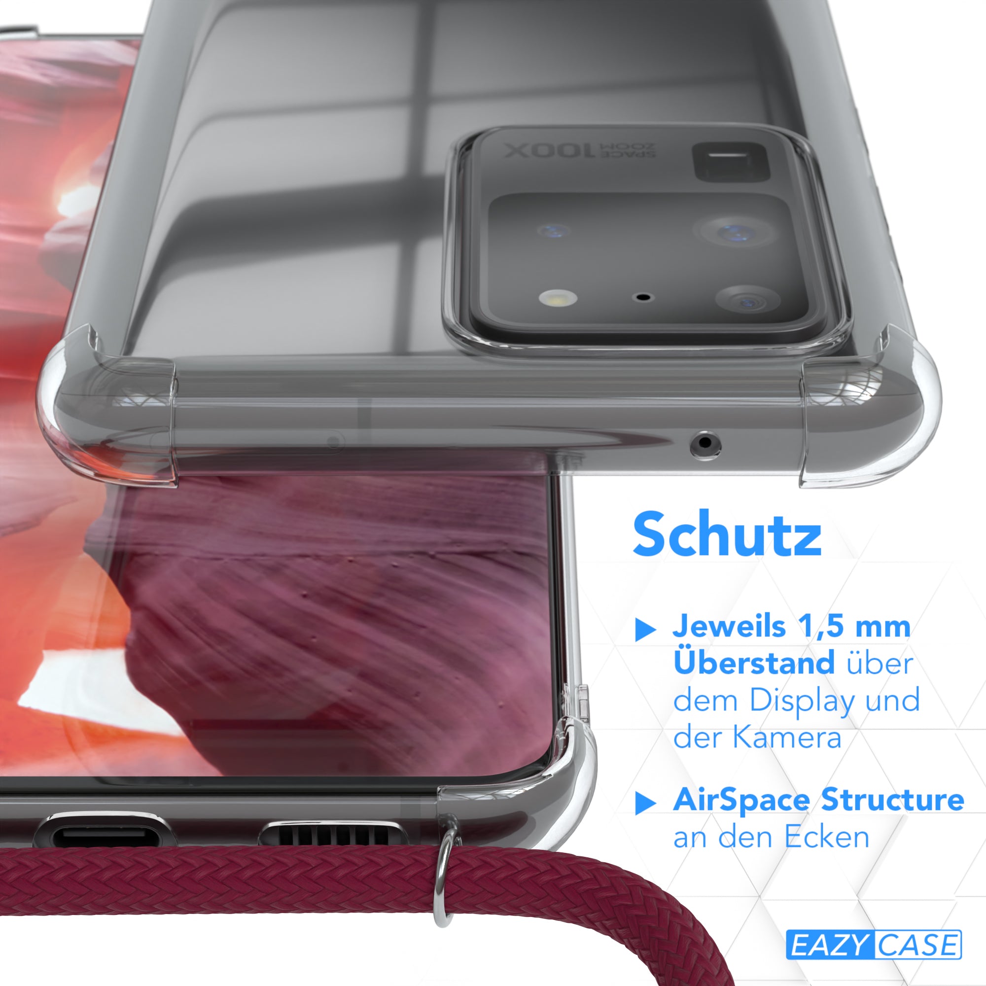 Galaxy S20 Ultra / 5G transparente Hülle + Kordel