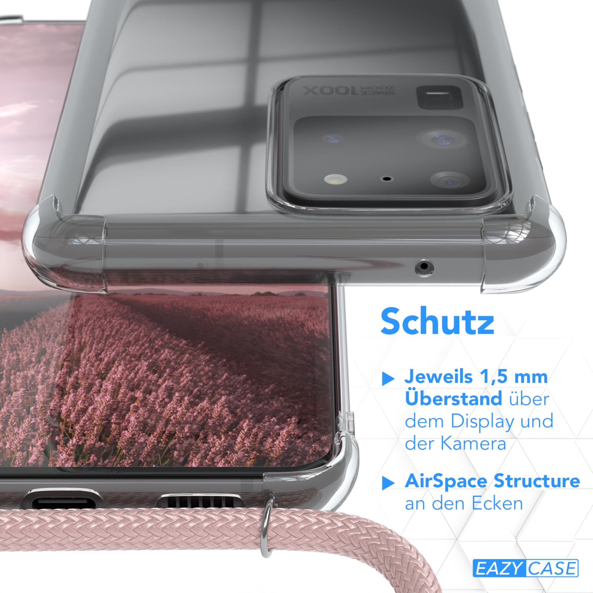 Galaxy S20 Ultra / 5G transparente Hülle + Kordel