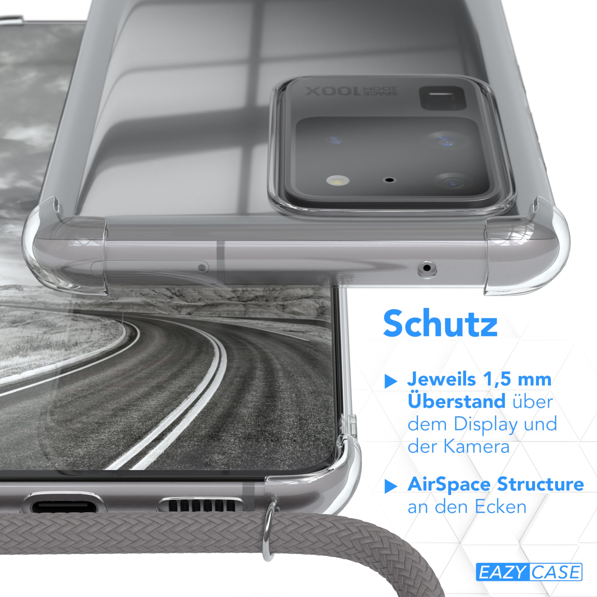Galaxy S20 Ultra / 5G transparente Hülle + Kordel