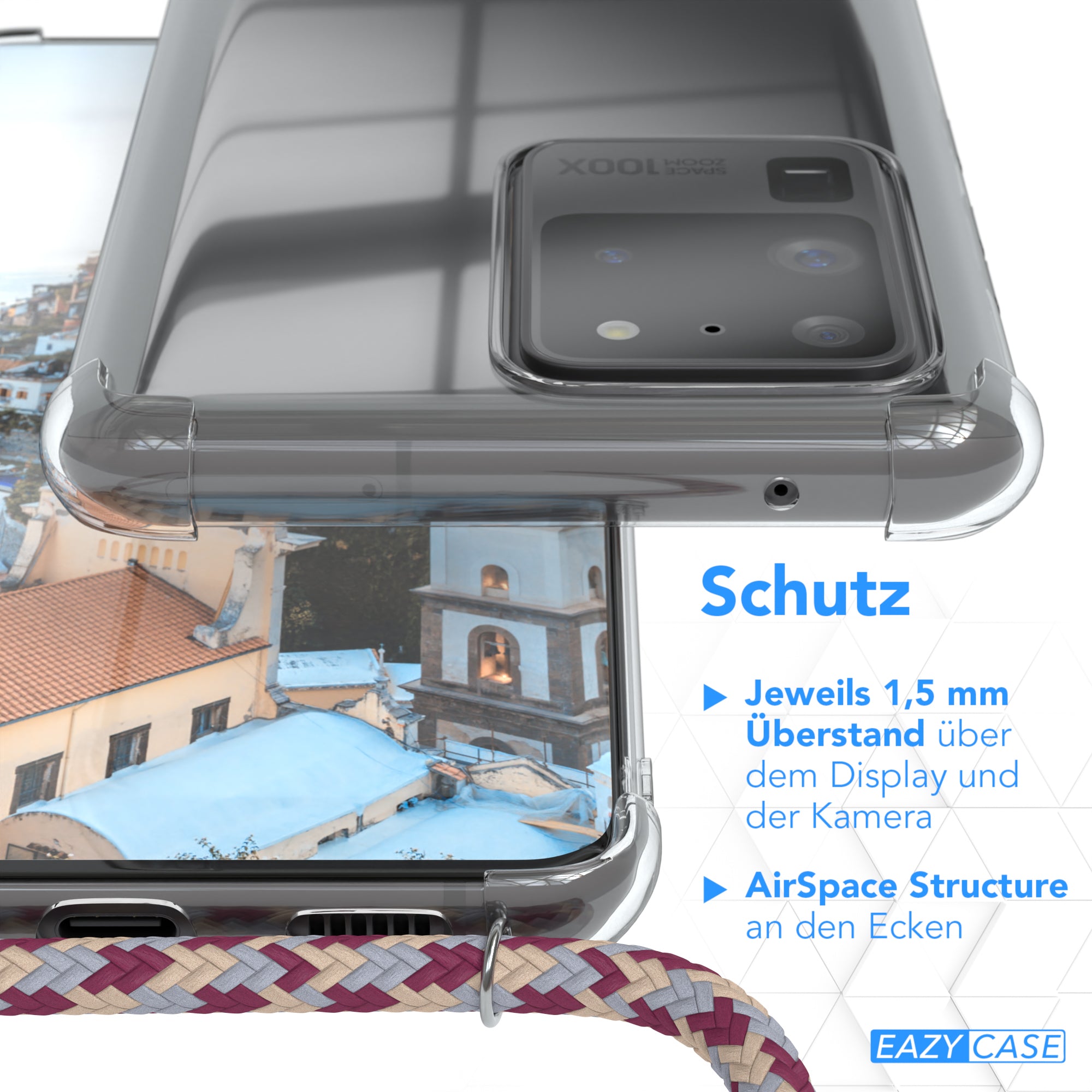 Galaxy S20 Ultra / 5G transparente Hülle + Kordel