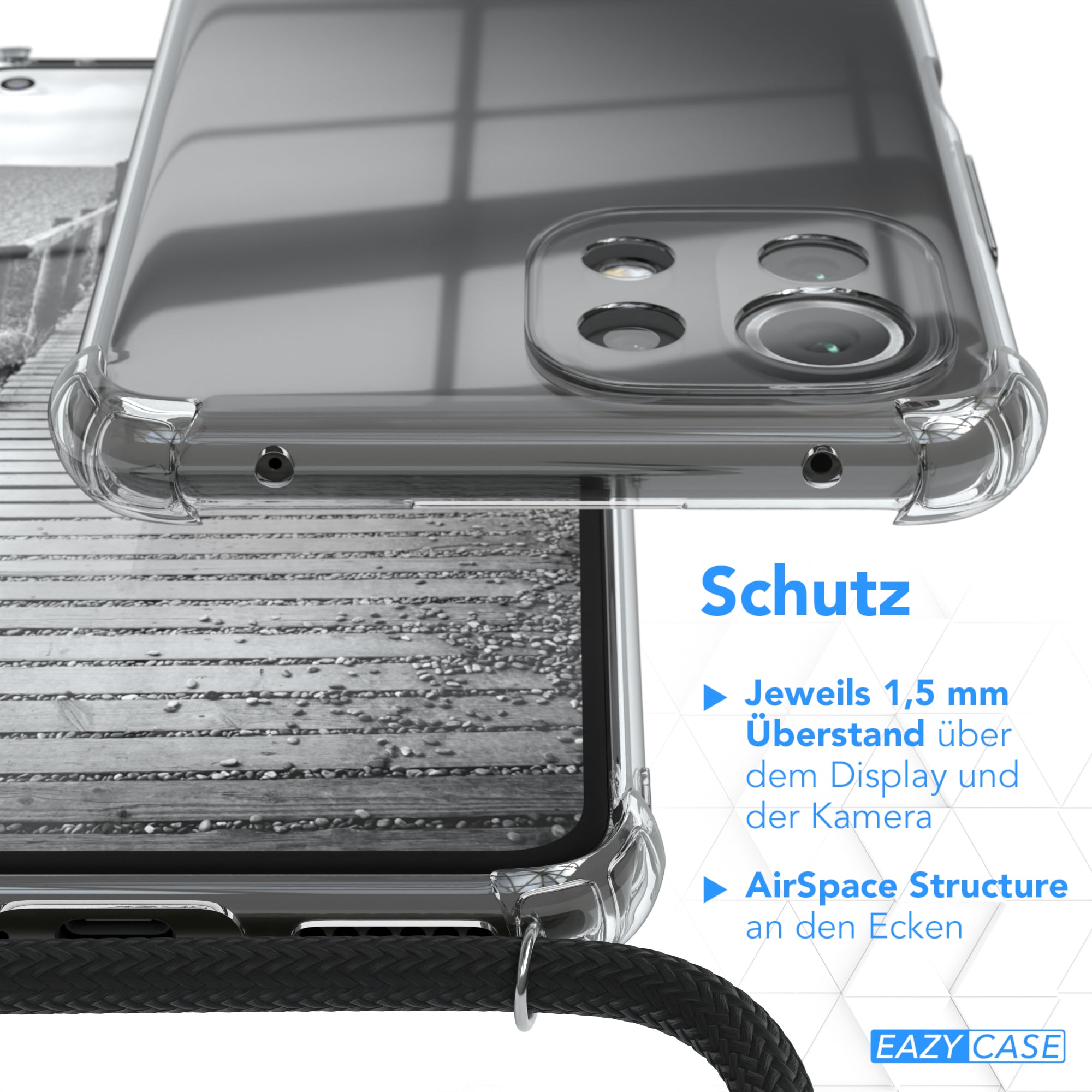 Xiaomi Mi 11 Lite / 5G / 11 Lite 5G NE Hülle mit Metallkette + Schwarze Kordel
