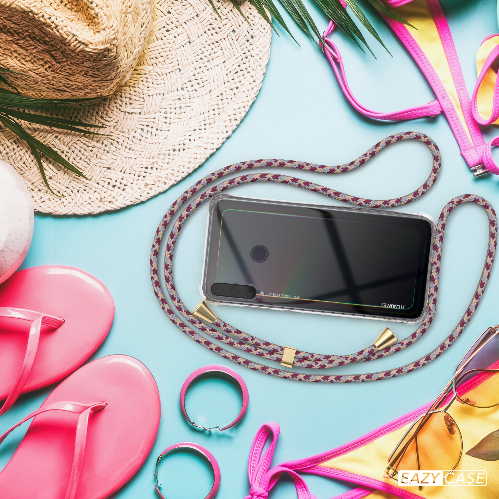 Huawei P40 Lite E transparente Hülle + Kordel