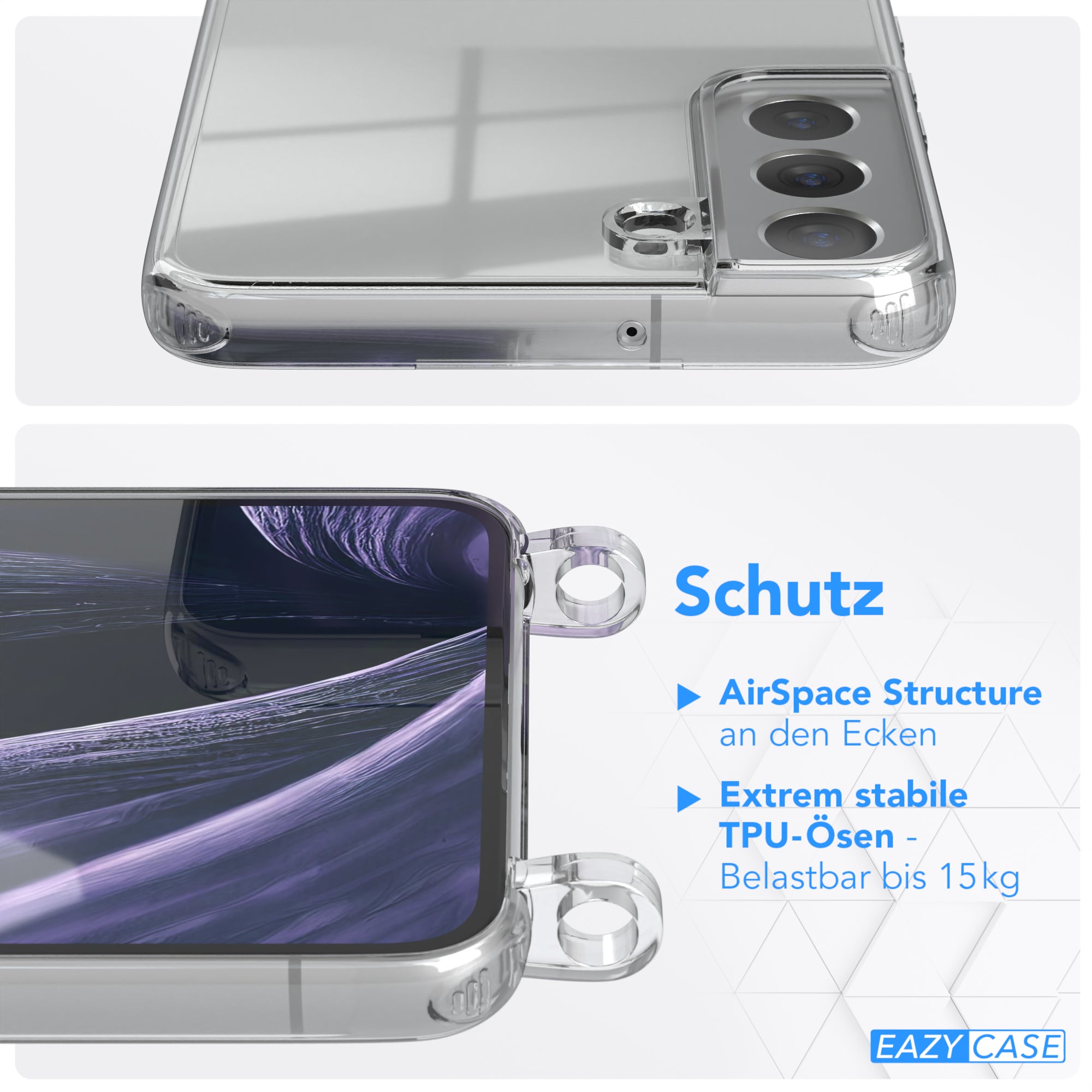 Galaxy S22 Plus 5G Hülle + Kordel mit Karabinern