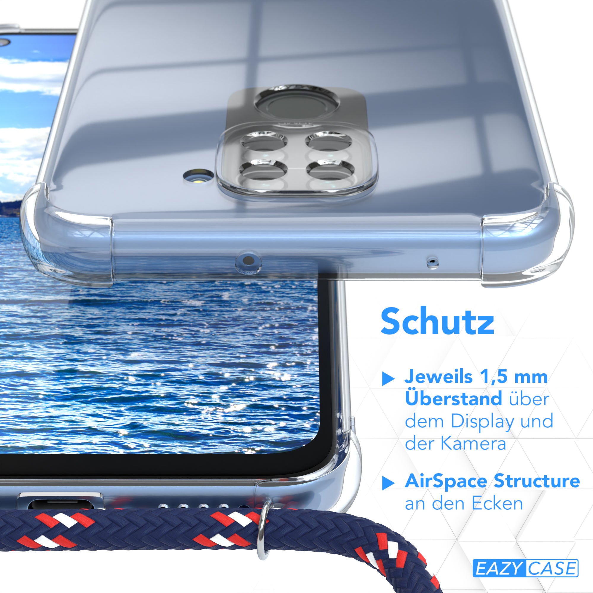 Xiaomi Redmi Note 9 / Redmi 10X 4G transparente Hülle + Kordel