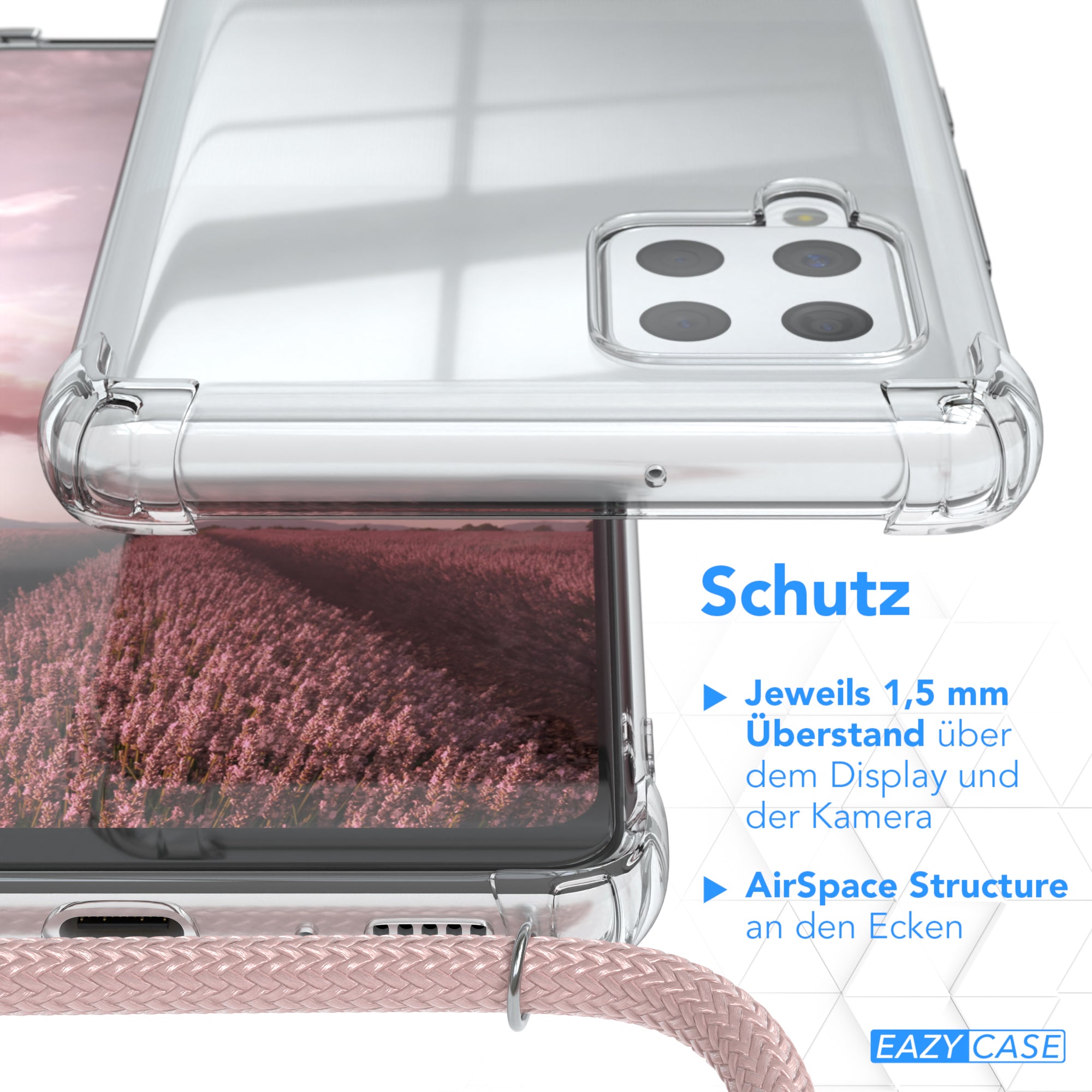 Galaxy A42 5G transparente Hülle + Kordel