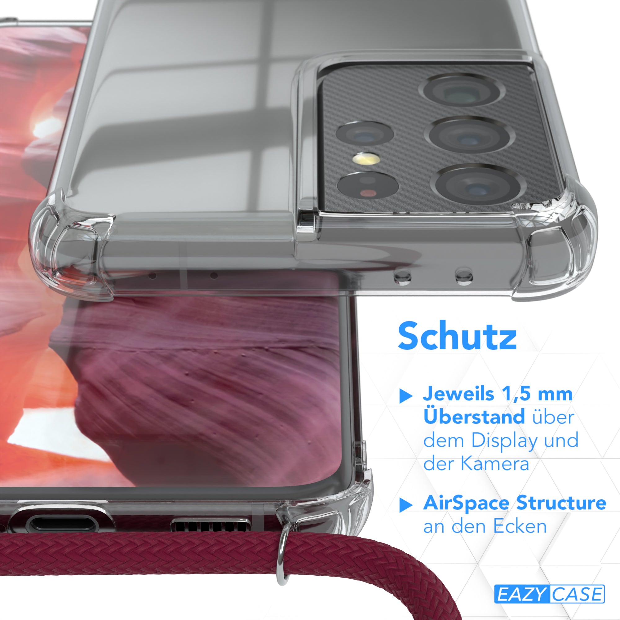 Galaxy S21 Ultra 5G transparente Hülle + Kordel