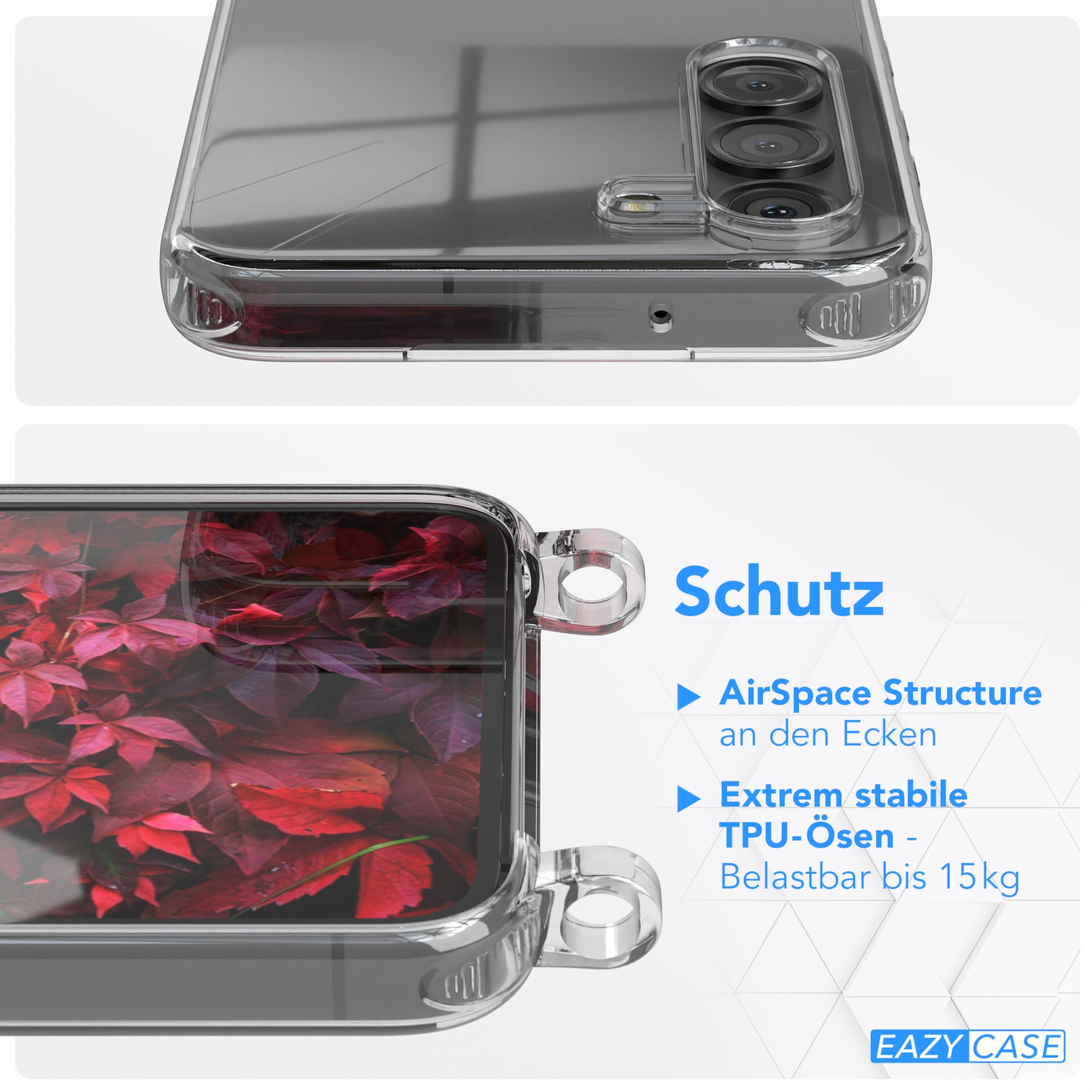 Galaxy S23 Hülle + Kordel mit Karabinern