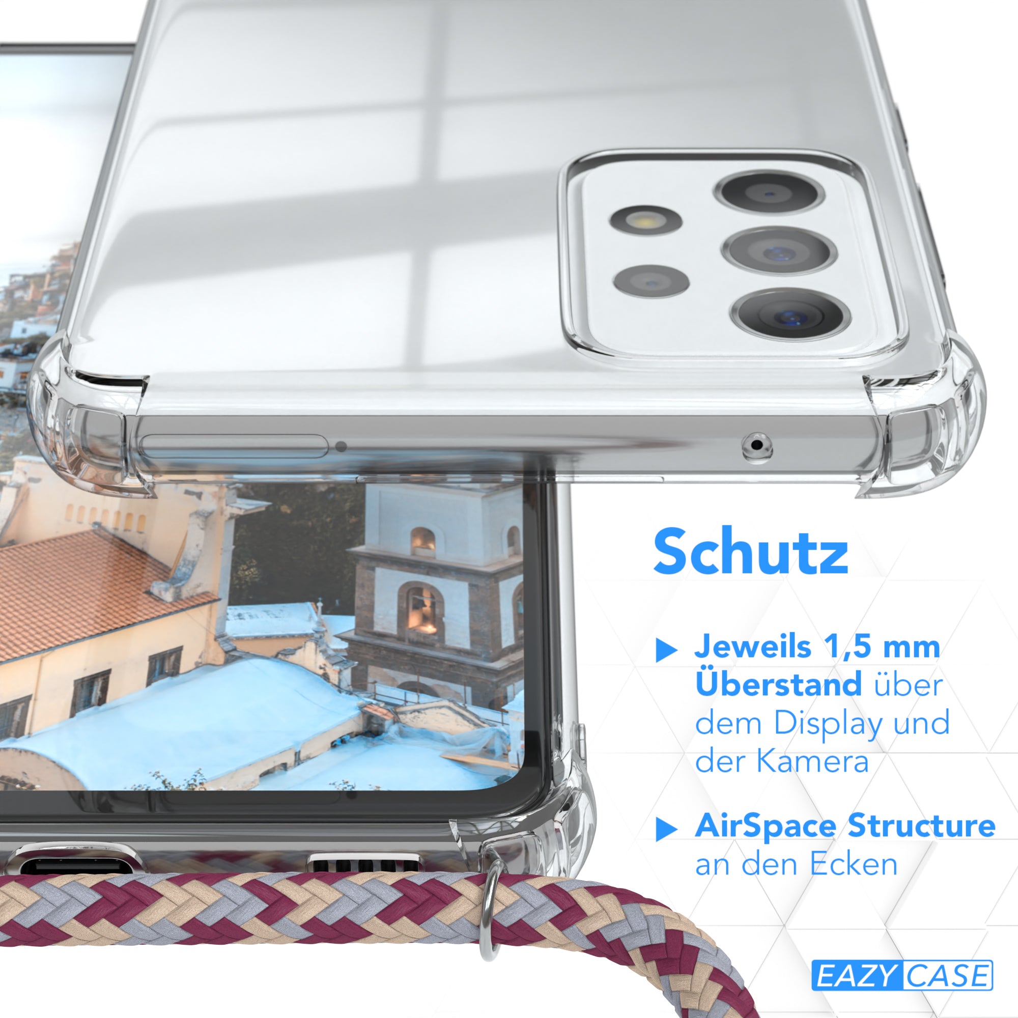 Galaxy A72 / A72 5G transparente Hülle + Kordel