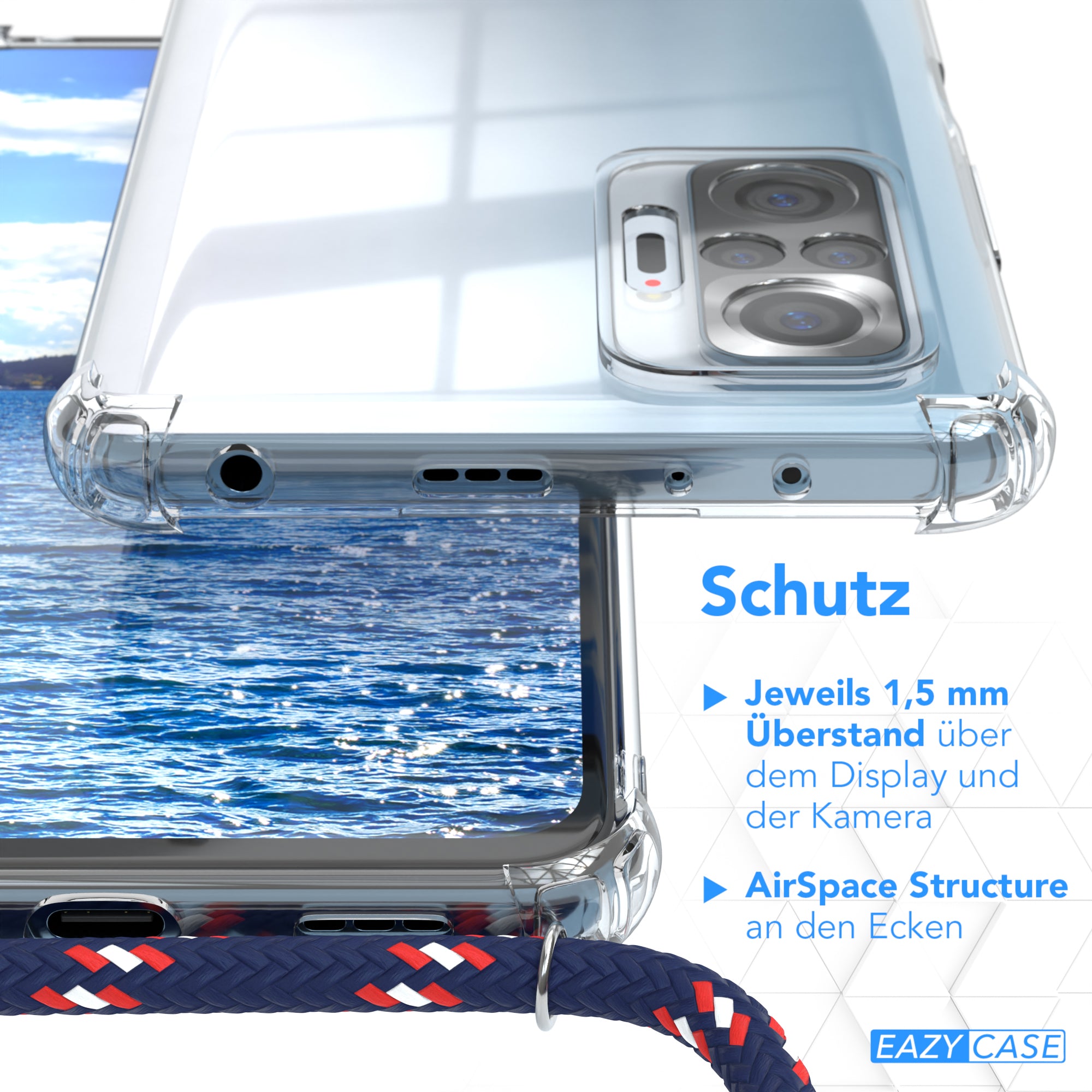 Xiaomi Redmi Note 10 Pro transparente Hülle + Kordel