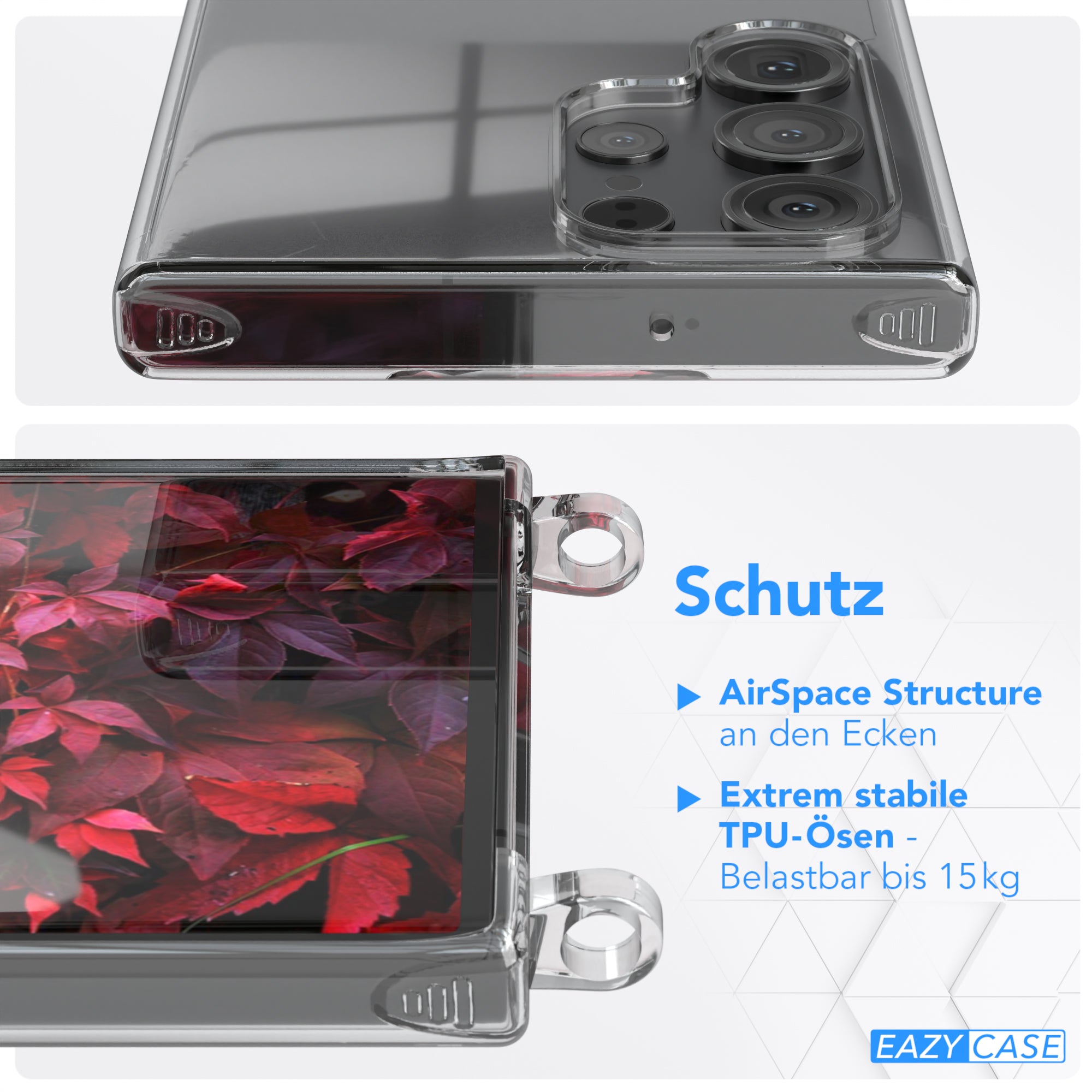 Galaxy S23 Ultra Hülle + Kordel mit Karabinern