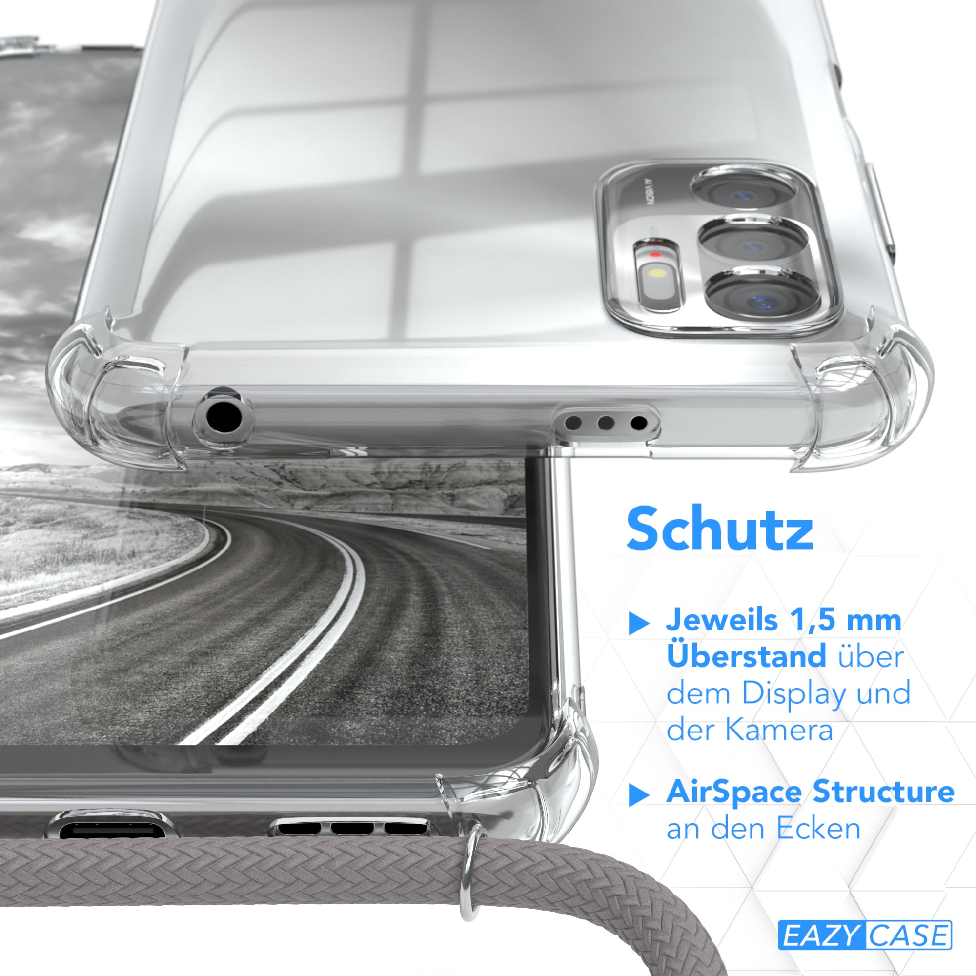 Xiaomi Redmi Note 10 5G transparente Hülle + Kordel