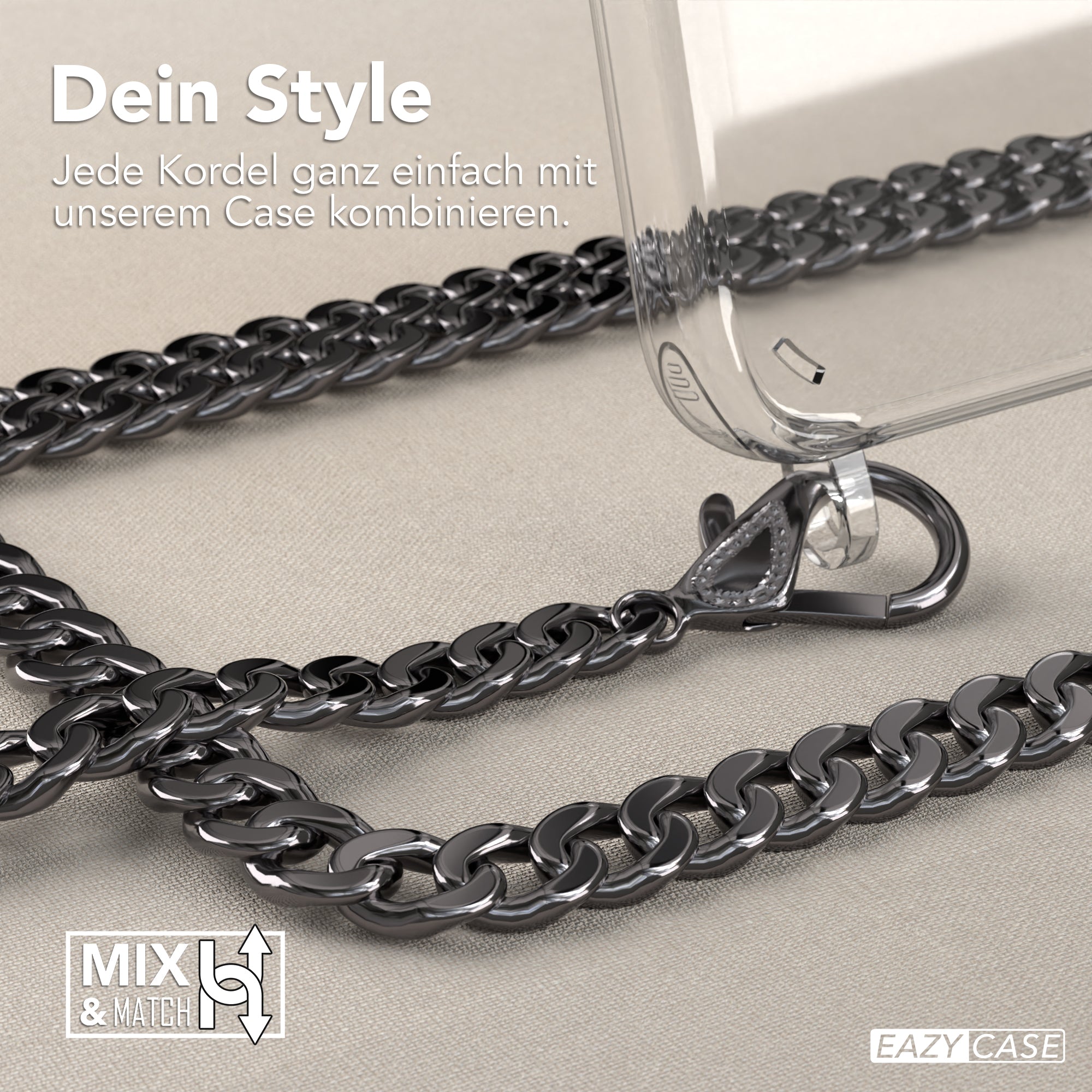 Galaxy A34 Hülle mit Metallkette + Schwarze Kordel