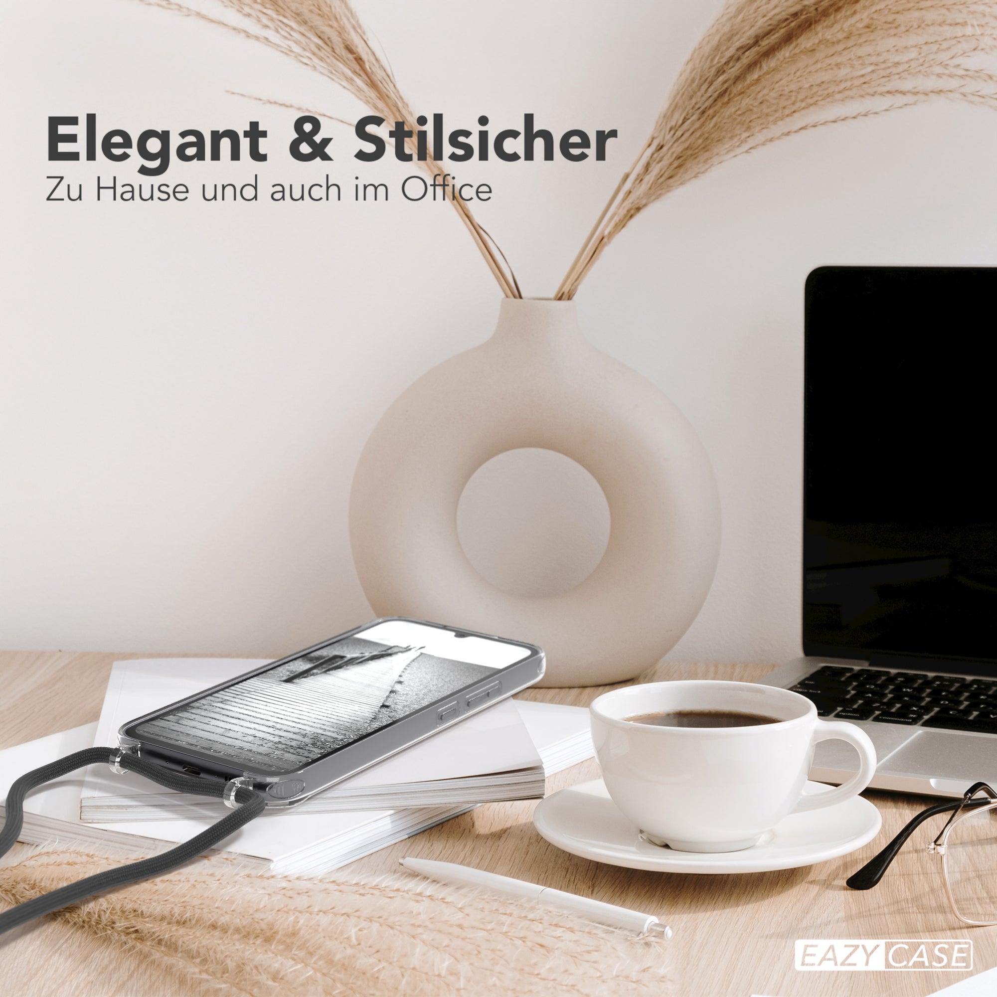 Galaxy A34 Hülle mit Metallkette + Schwarze Kordel