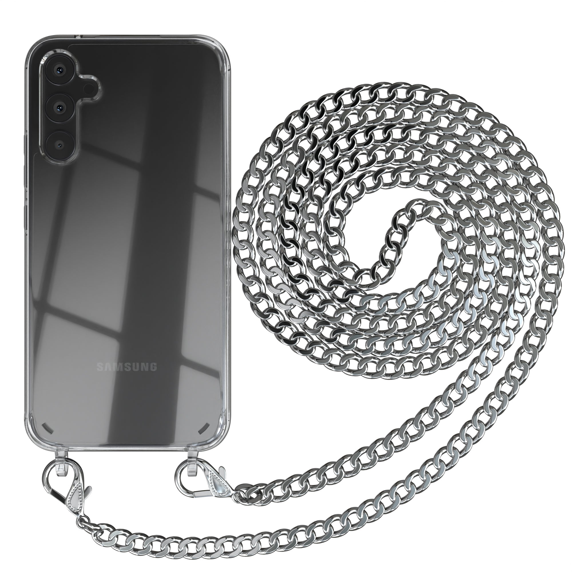 Galaxy A34 Hülle mit Metallkette + Schwarze Kordel