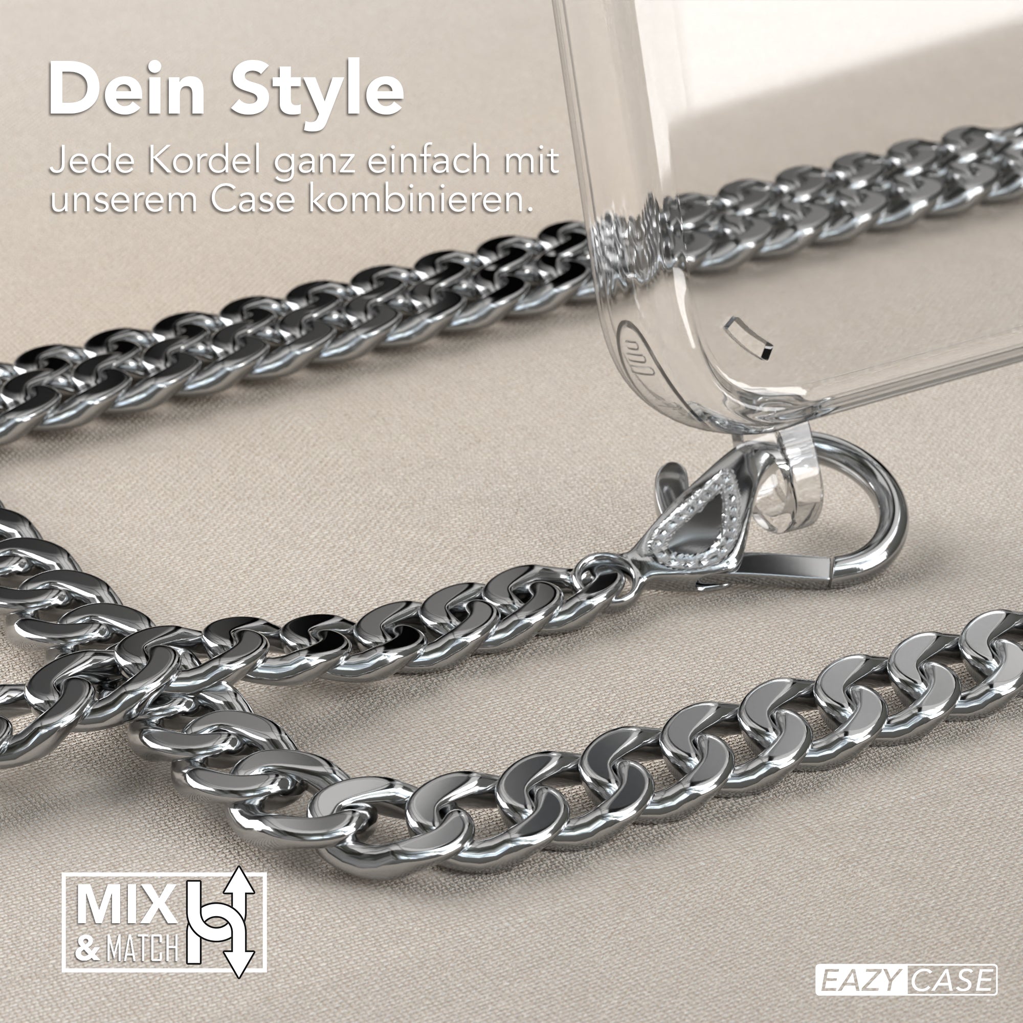 Galaxy A34 Hülle mit Metallkette + Schwarze Kordel