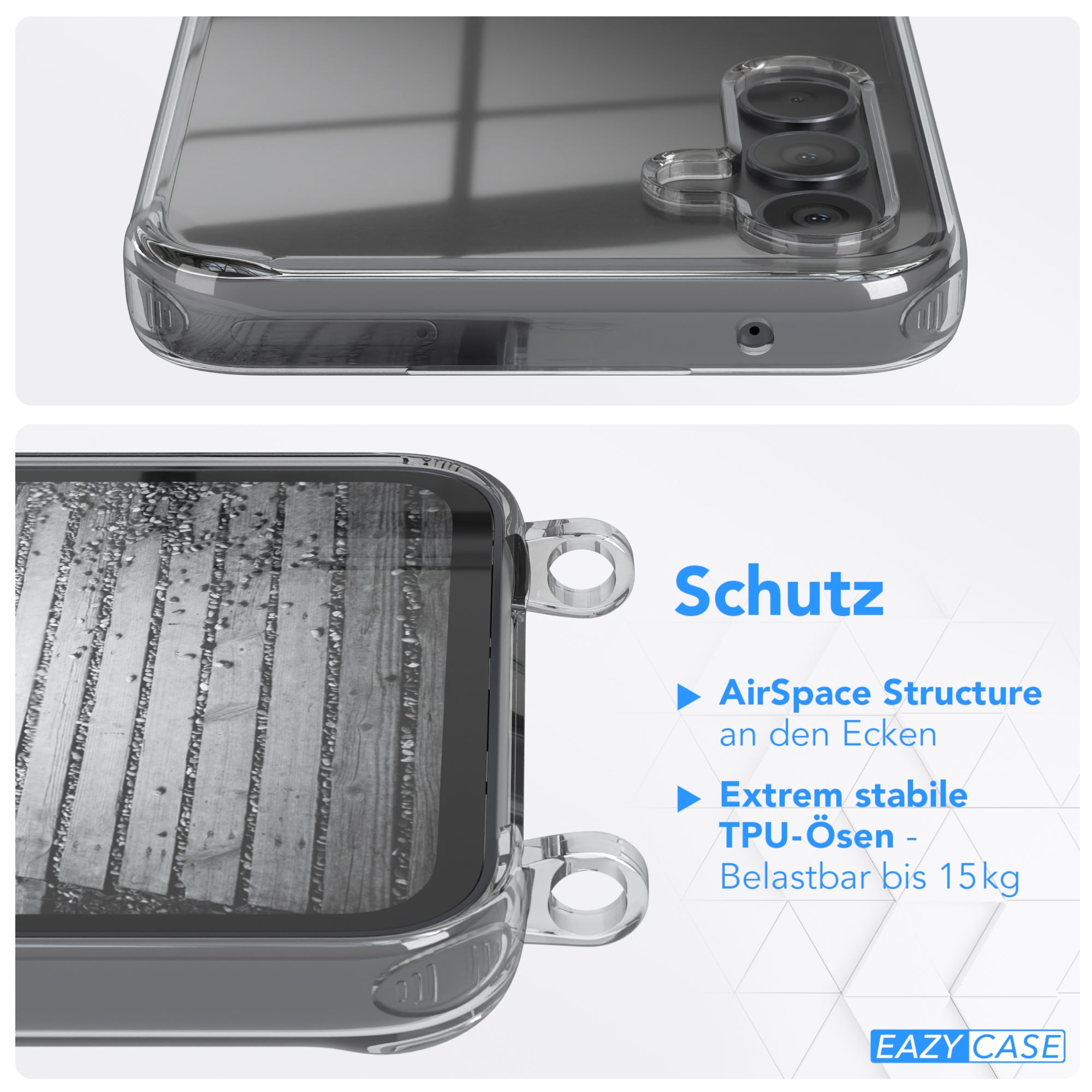 Galaxy A34 Hülle mit Metallkette + Schwarze Kordel