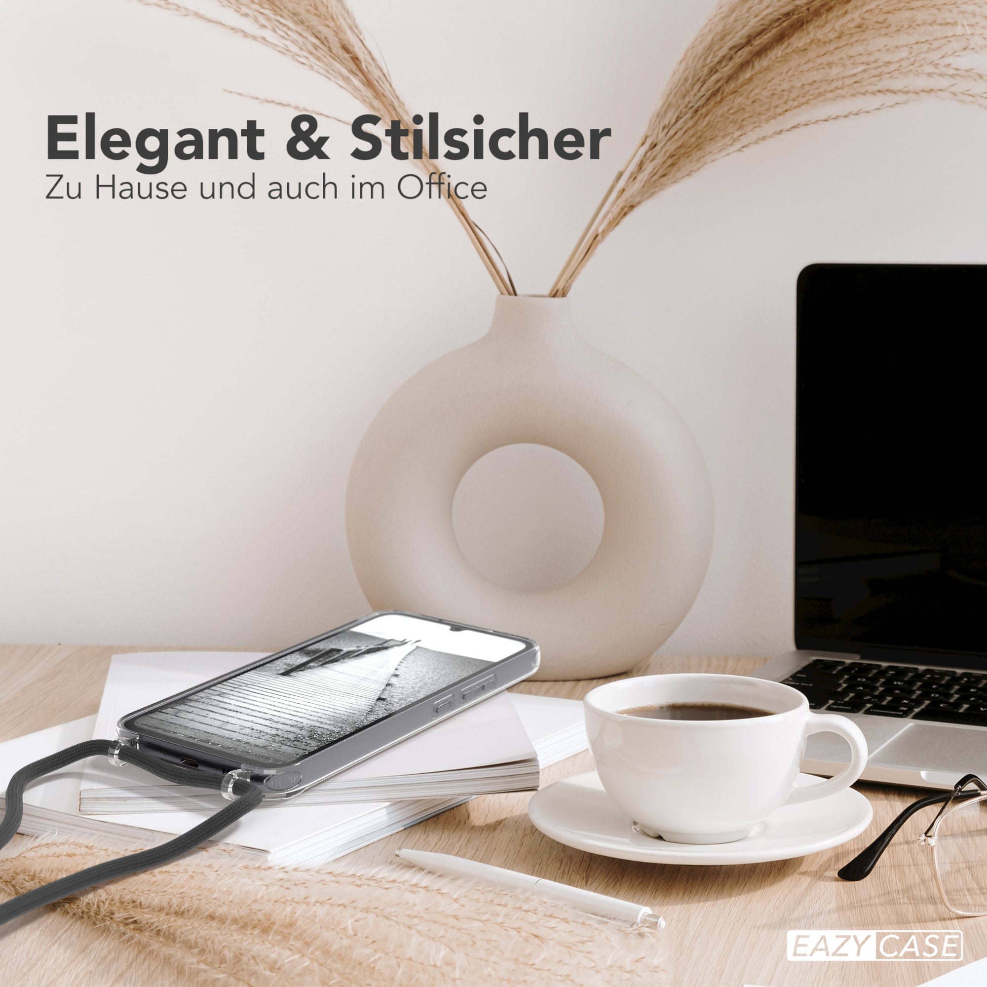 Galaxy A34 Hülle mit Metallkette + Schwarze Kordel