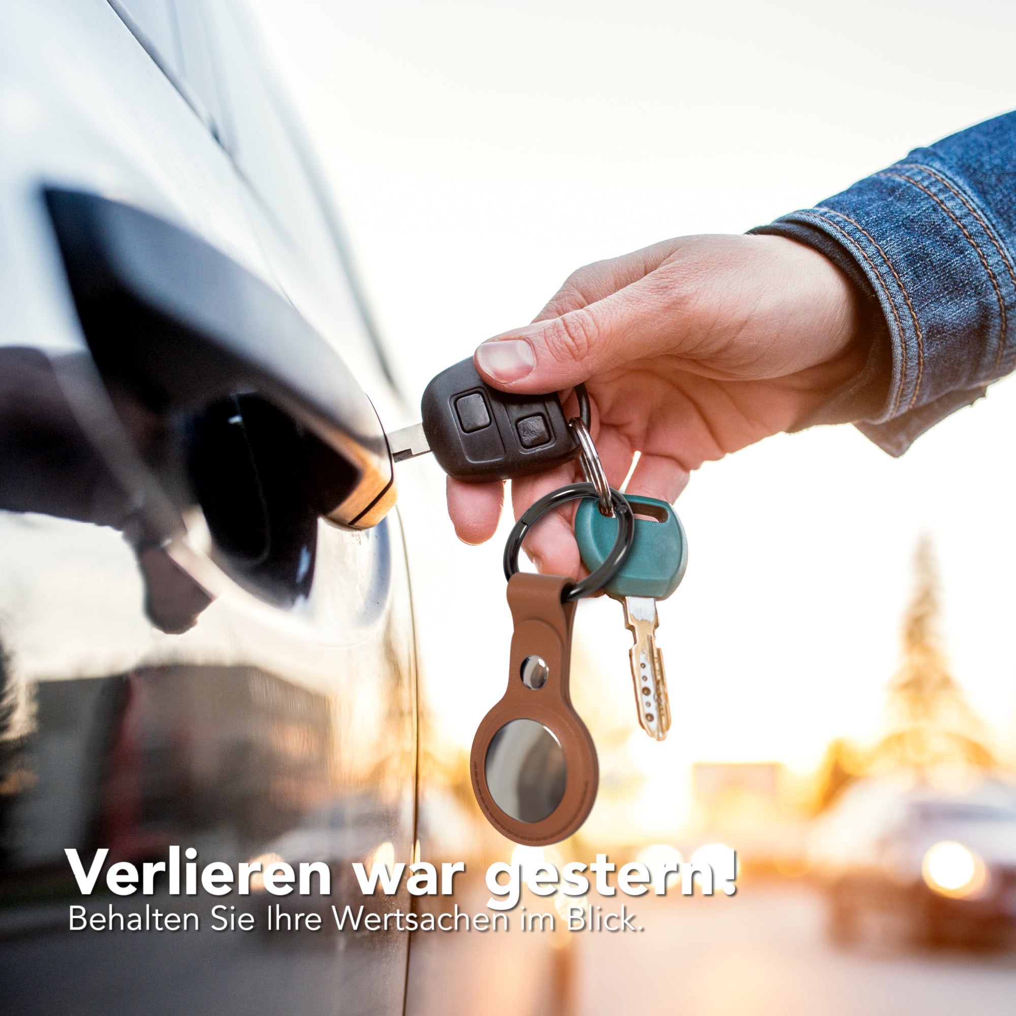 AirTag Schlüssenanhänger Kunstleder