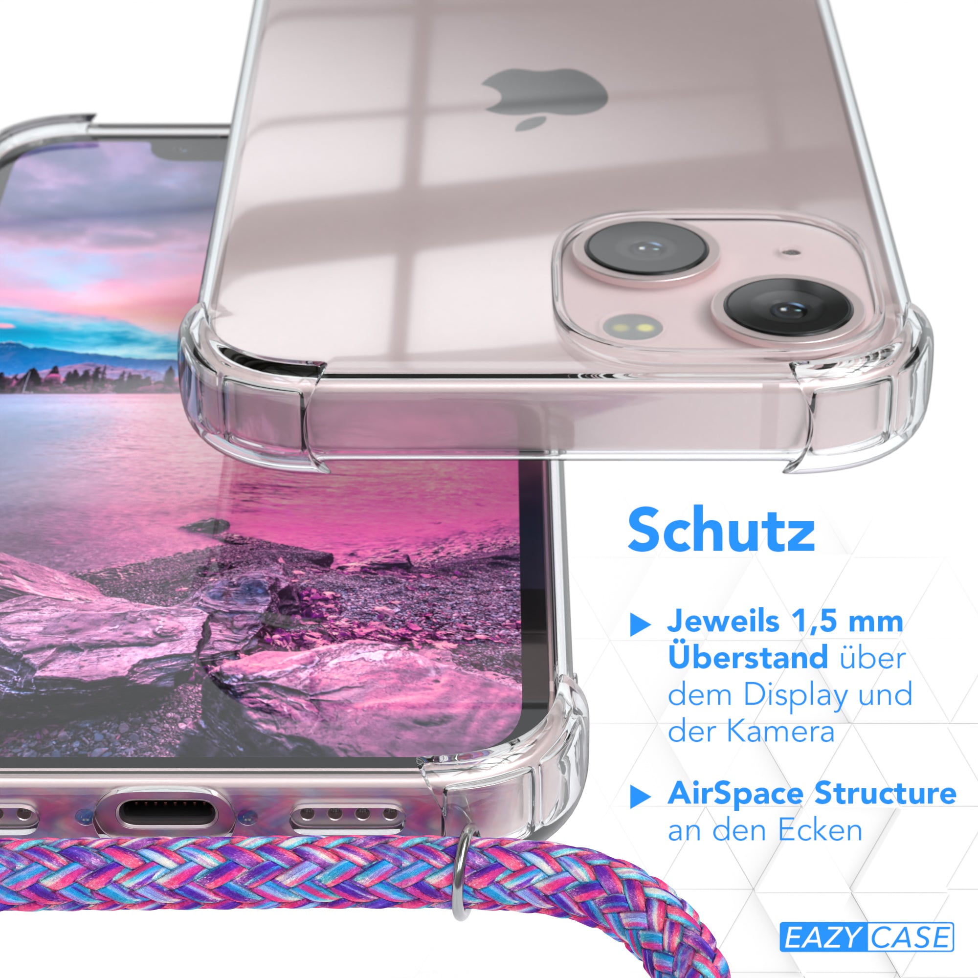 iPhone 13 Mini transparente Hülle + Kordel