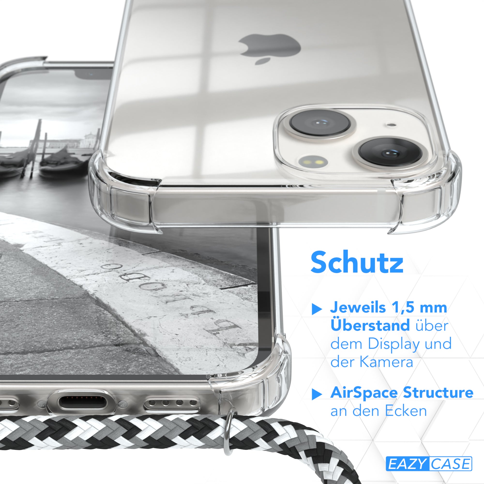 iPhone 13 Mini transparente Hülle + Kordel