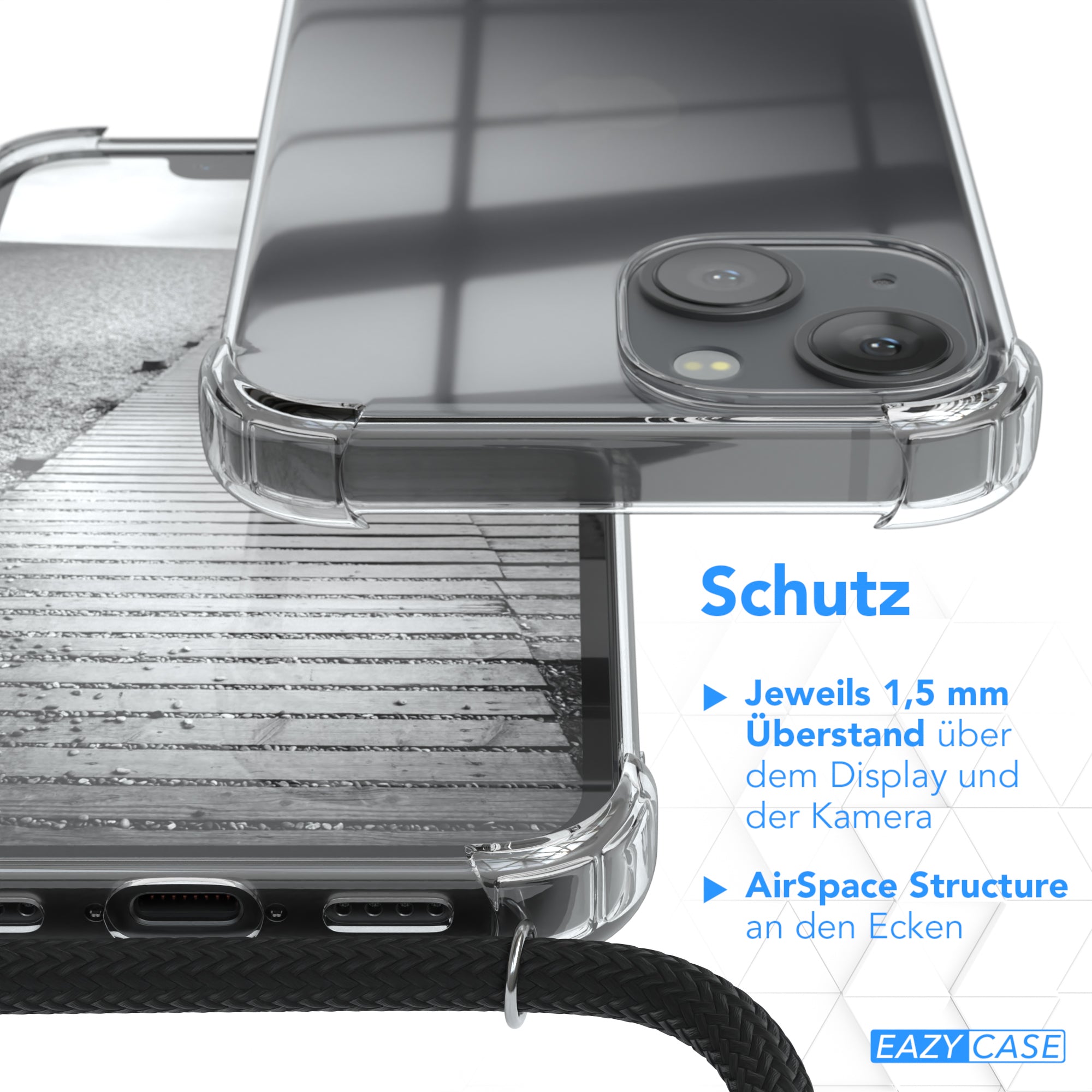 iPhone 13 Mini transparente Hülle + Kordel