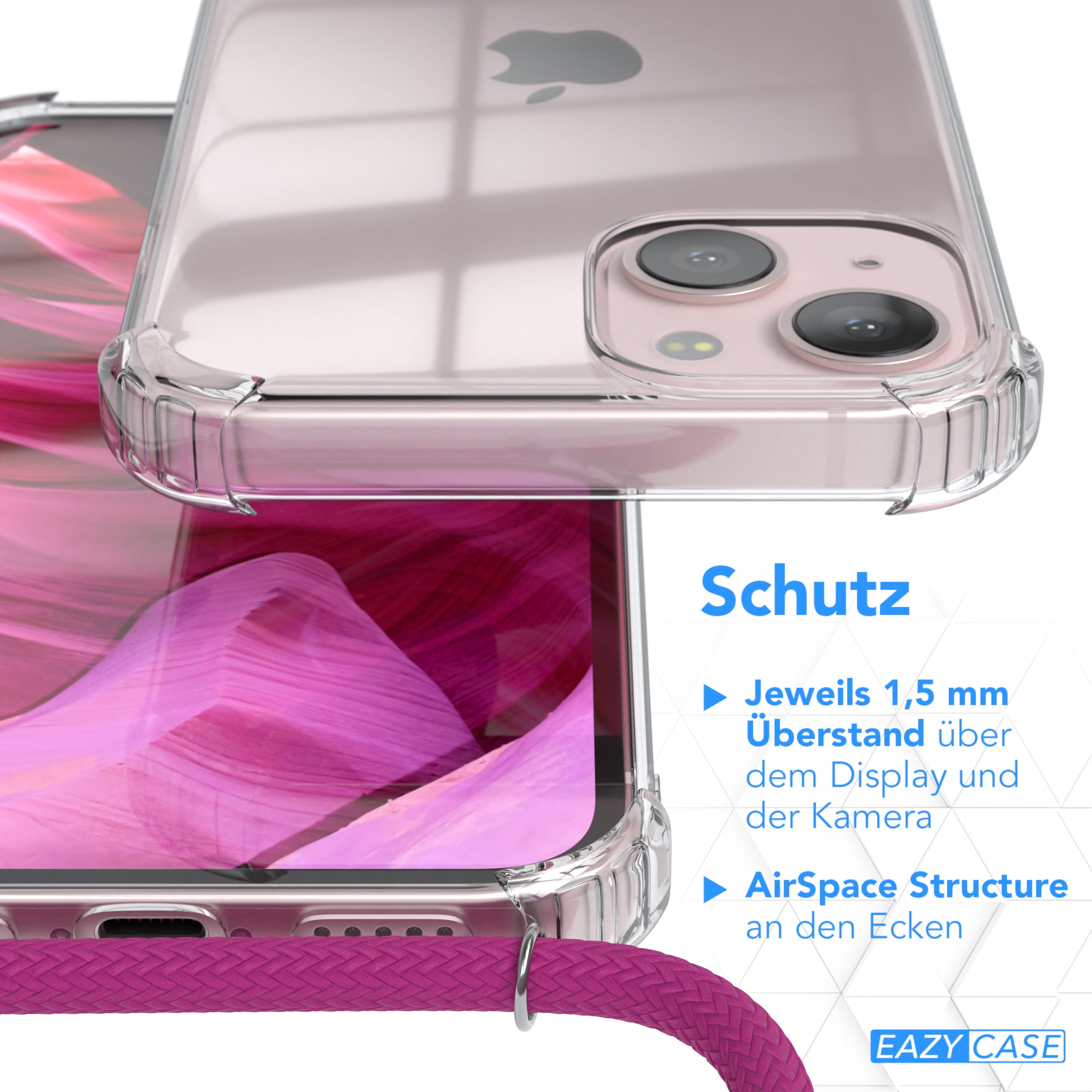iPhone 13 transparente Hülle + Kordel