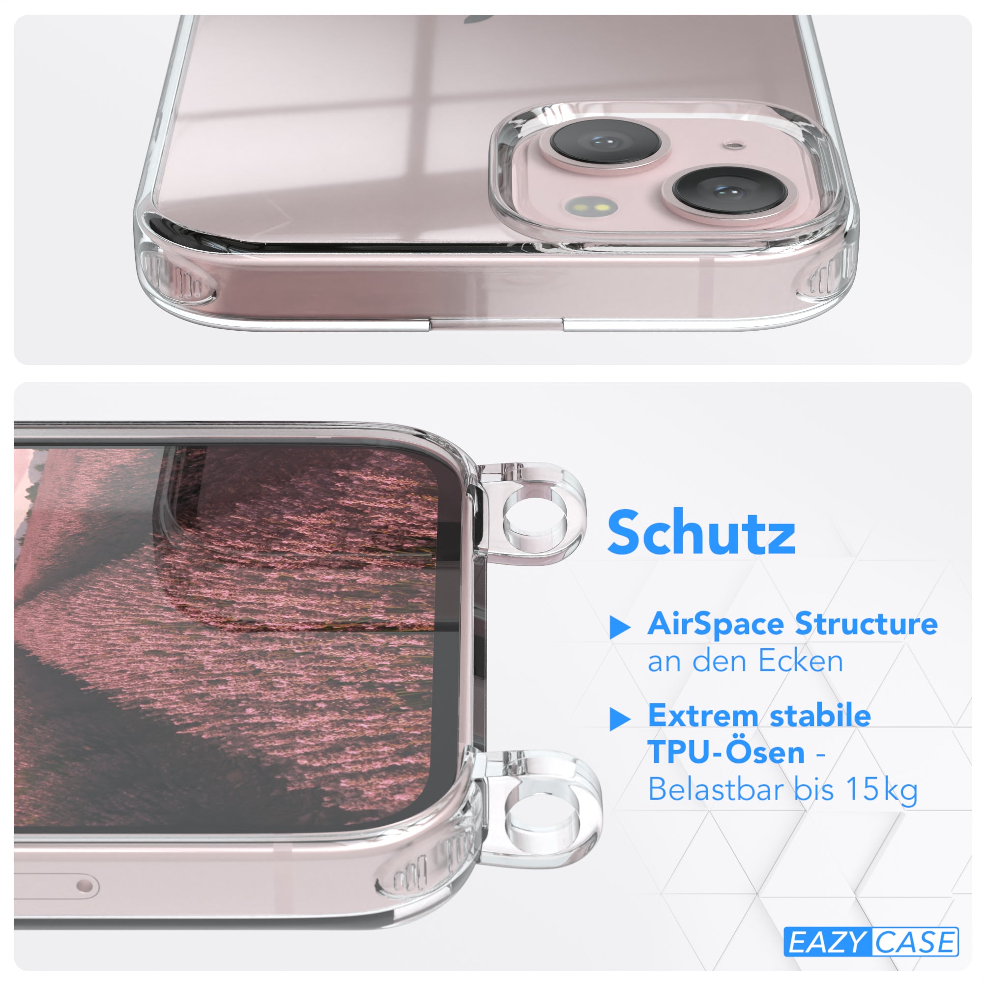 iPhone 13 transparente Hülle + Kordel