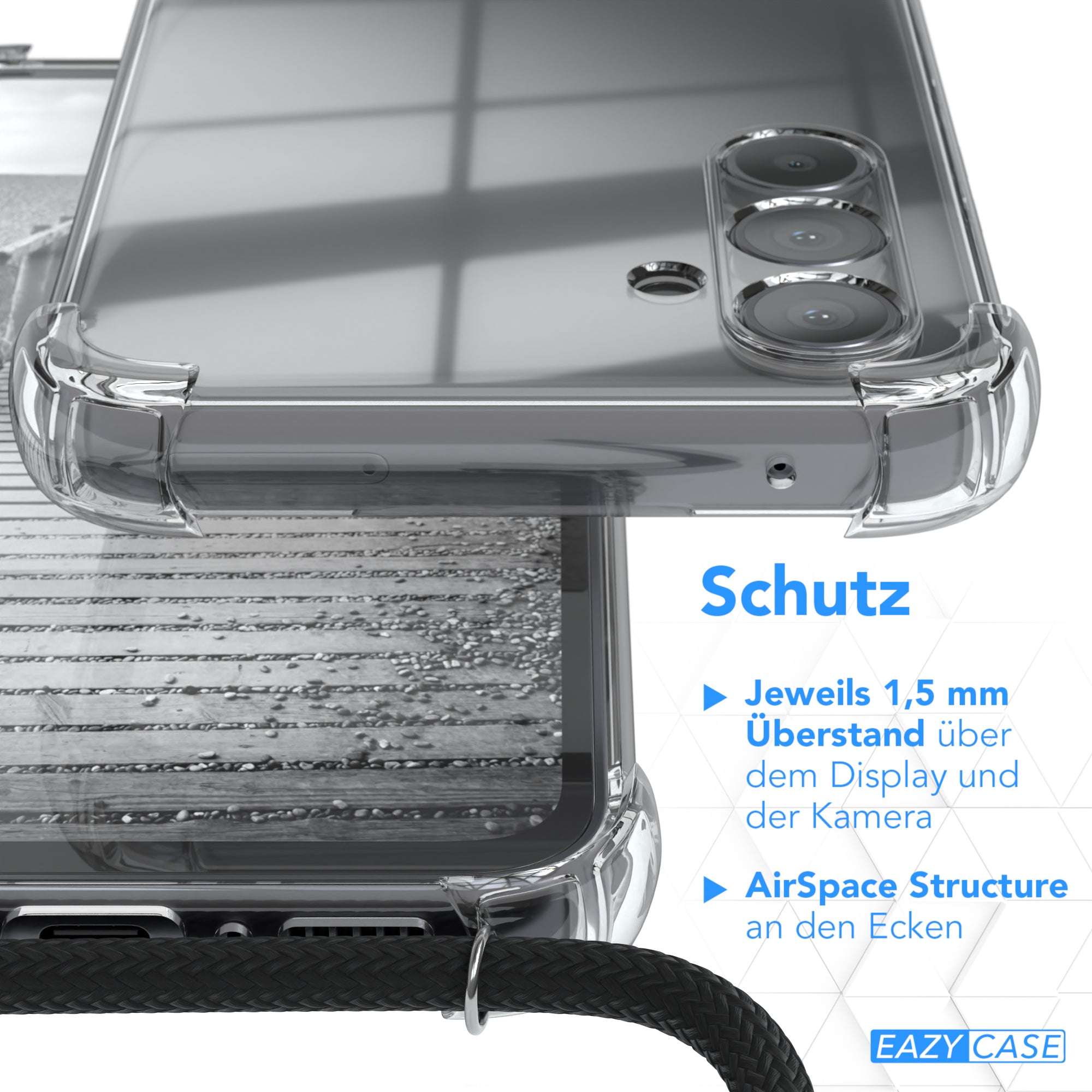 Galaxy A54 Hülle mit Metallkette + Schwarze Kordel