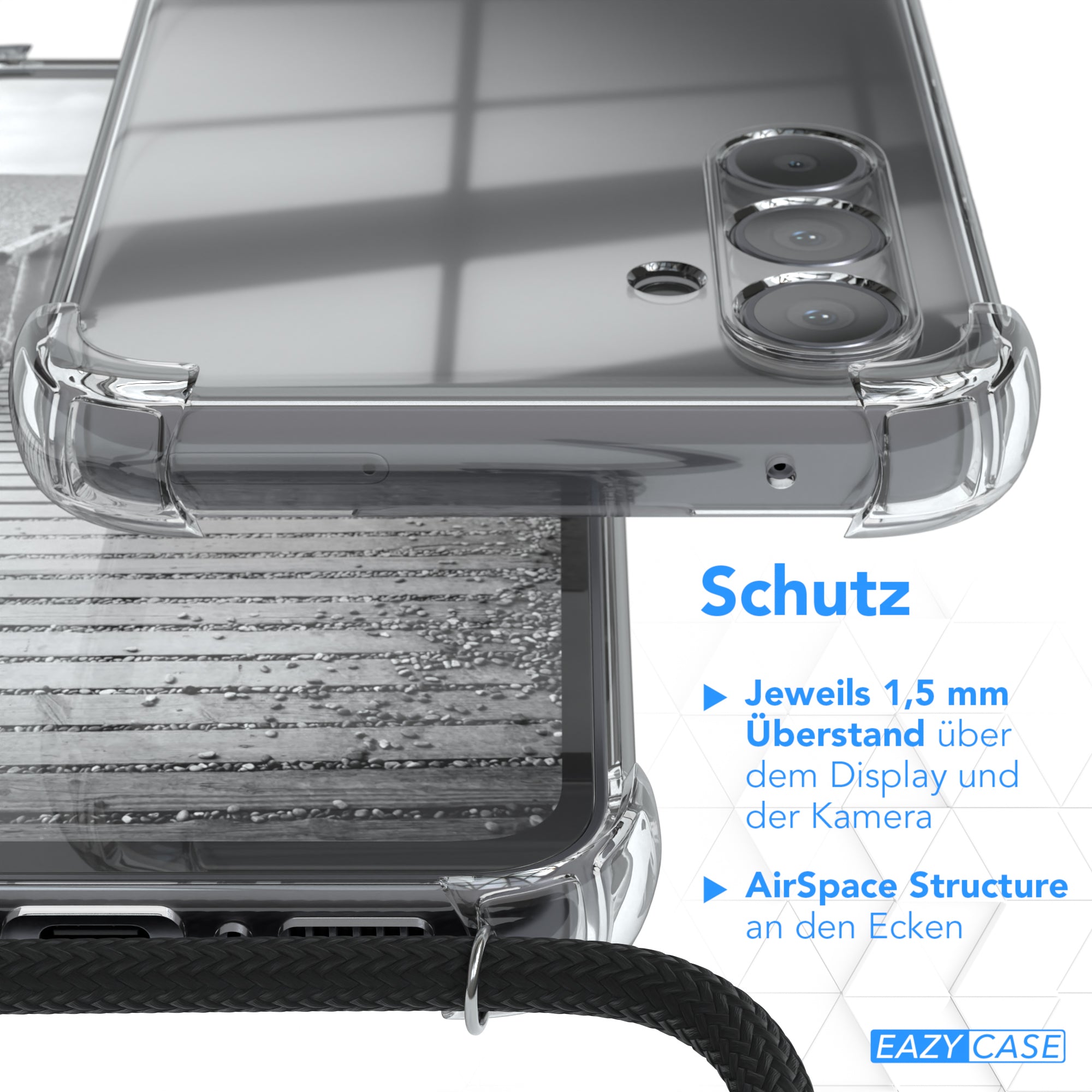 Galaxy A54 Hülle mit Metallkette + Schwarze Kordel