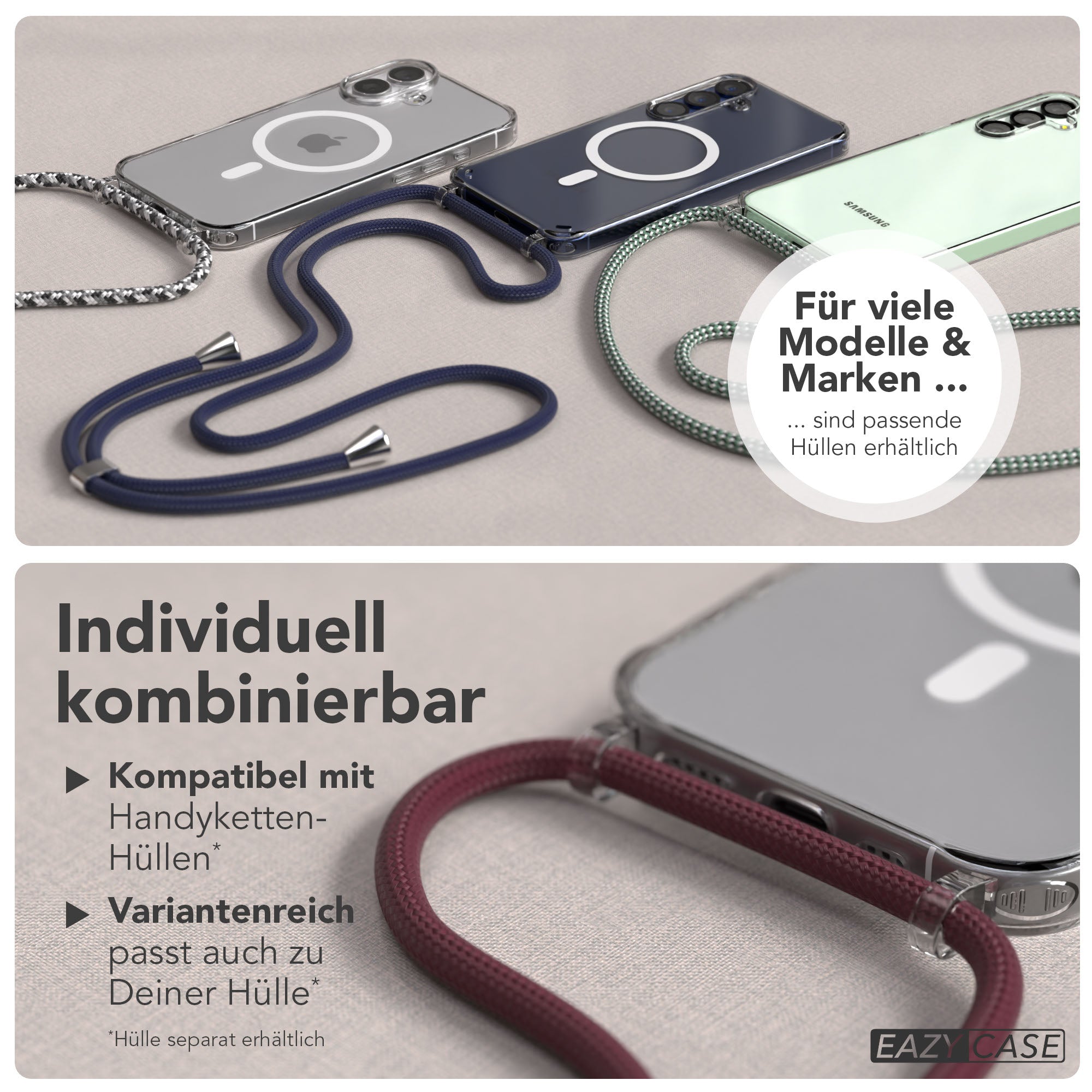 Universal Handykette einzeln verstellbar mit abnehmbaren Endstücken EAZY CASE