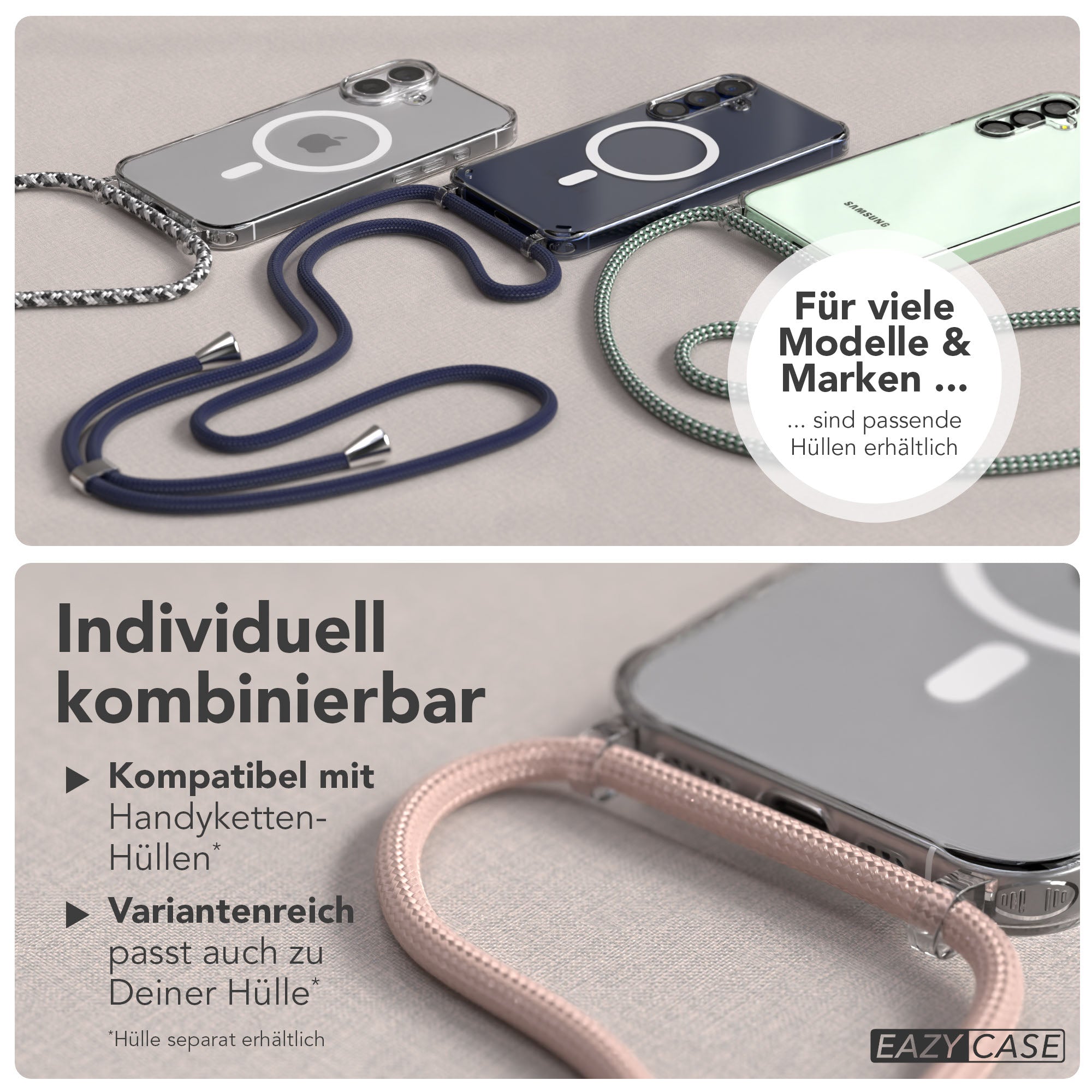 Universal Handykette einzeln verstellbar mit abnehmbaren Endstücken EAZY CASE
