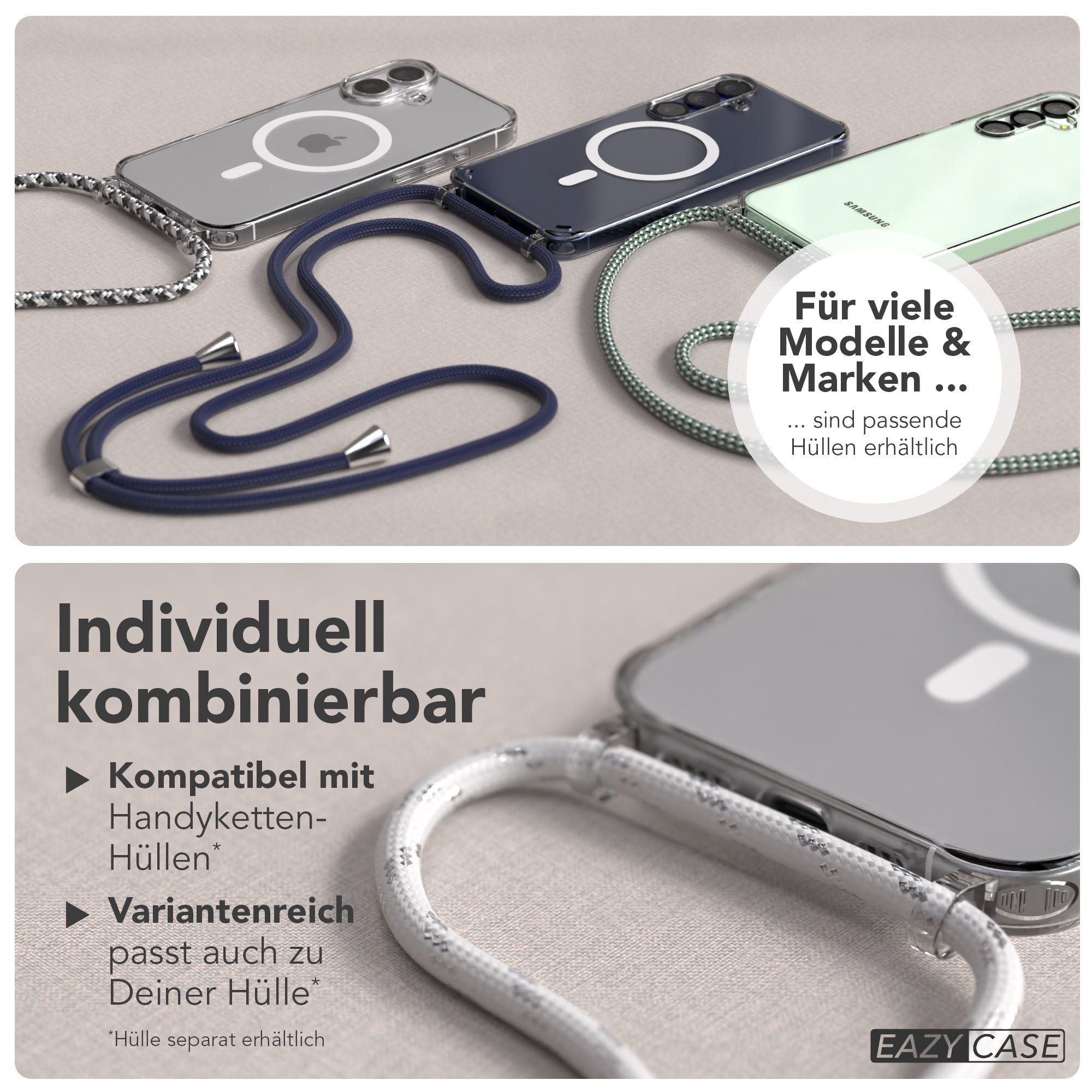 Universal Handykette einzeln verstellbar mit abnehmbaren Endstücken EAZY CASE