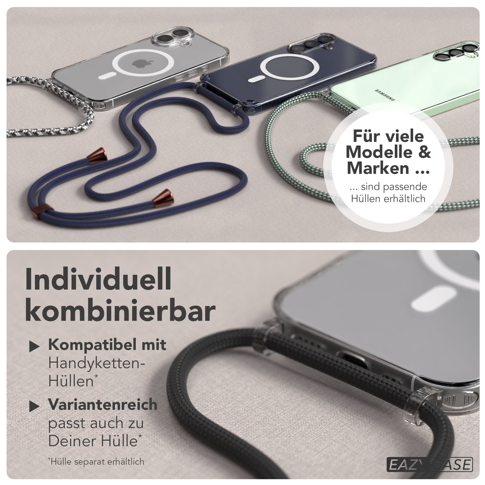 Universal Handykette einzeln verstellbar mit abnehmbaren Endstücken EAZY CASE