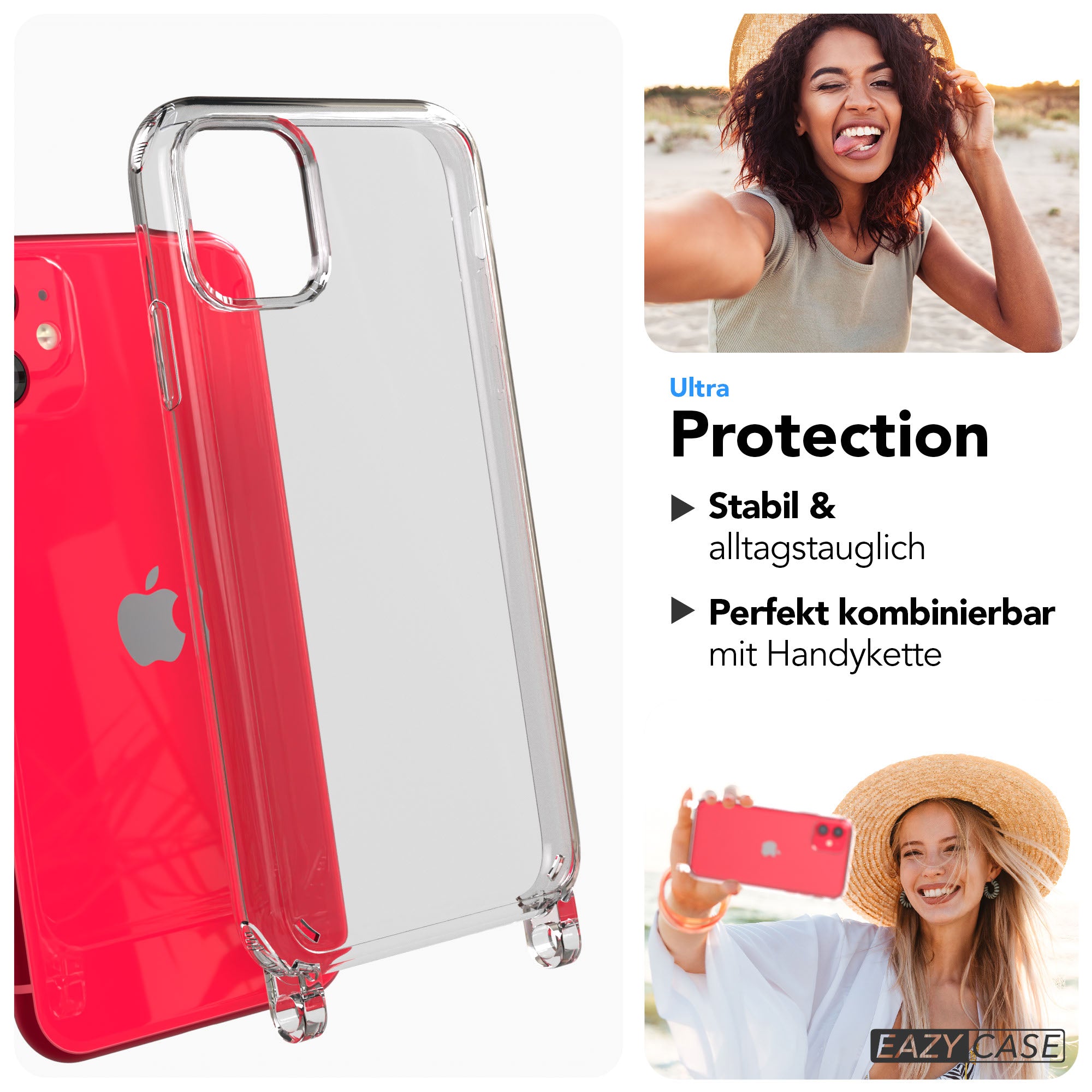 iPhone 11 Schutzhülle mit Befestigungsösen für Handyketten transparent