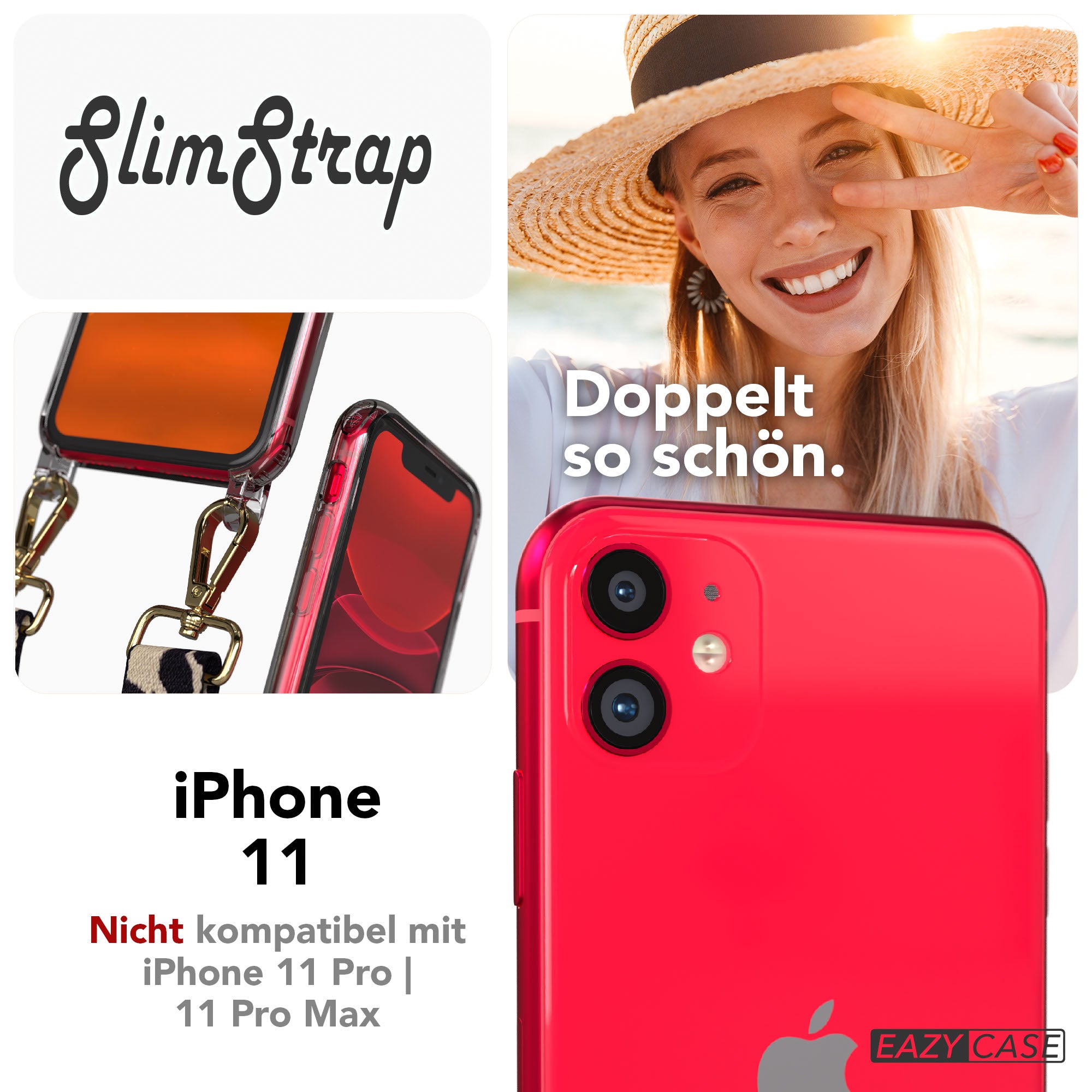 iPhone 11 Schutzhülle mit Befestigungsösen für Handyketten transparent