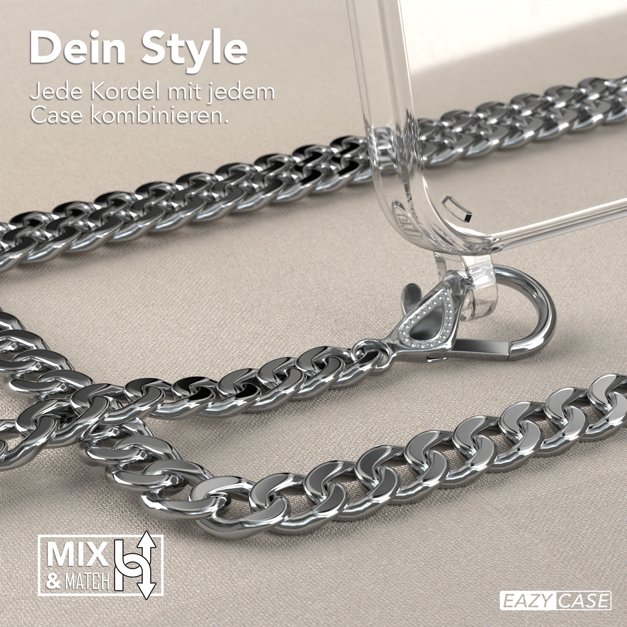 Galaxy S21 Ultra 5G Hülle mit Metallkette + Schwarze Kordel