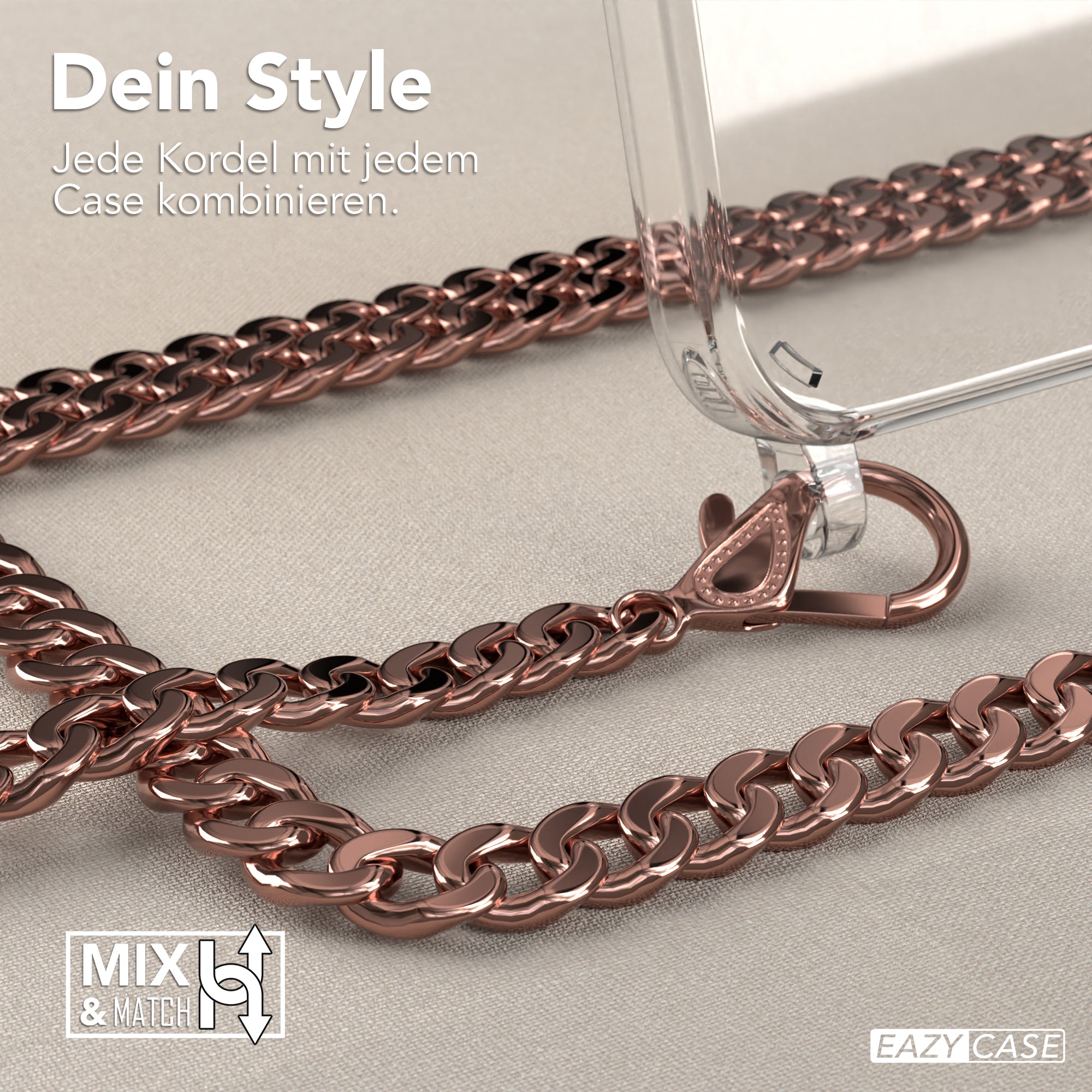 iPhone 11 Pro Max Hülle mit Metallkette + Schwarze Kordel